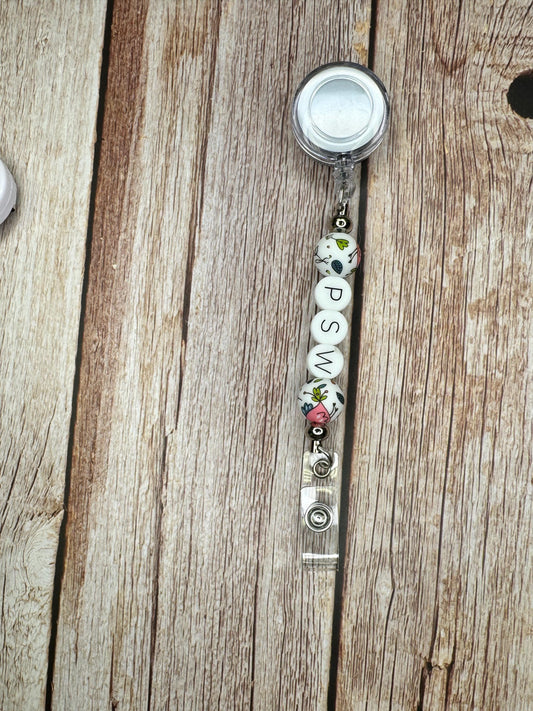 PSW Badge Reel: Retractable ID Holder with Silicone Beads