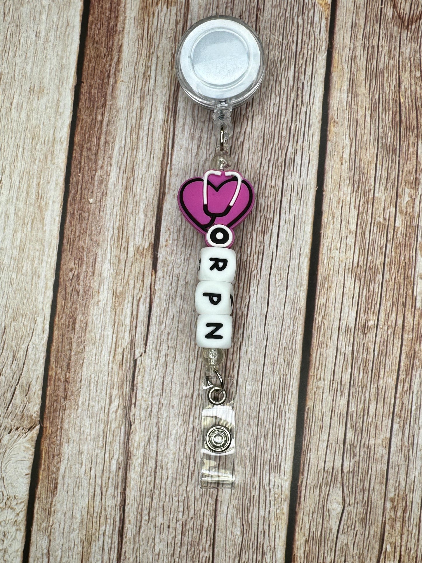 RPN Badge Reel: Personalized Nurse ID Holder with Silicone Beads