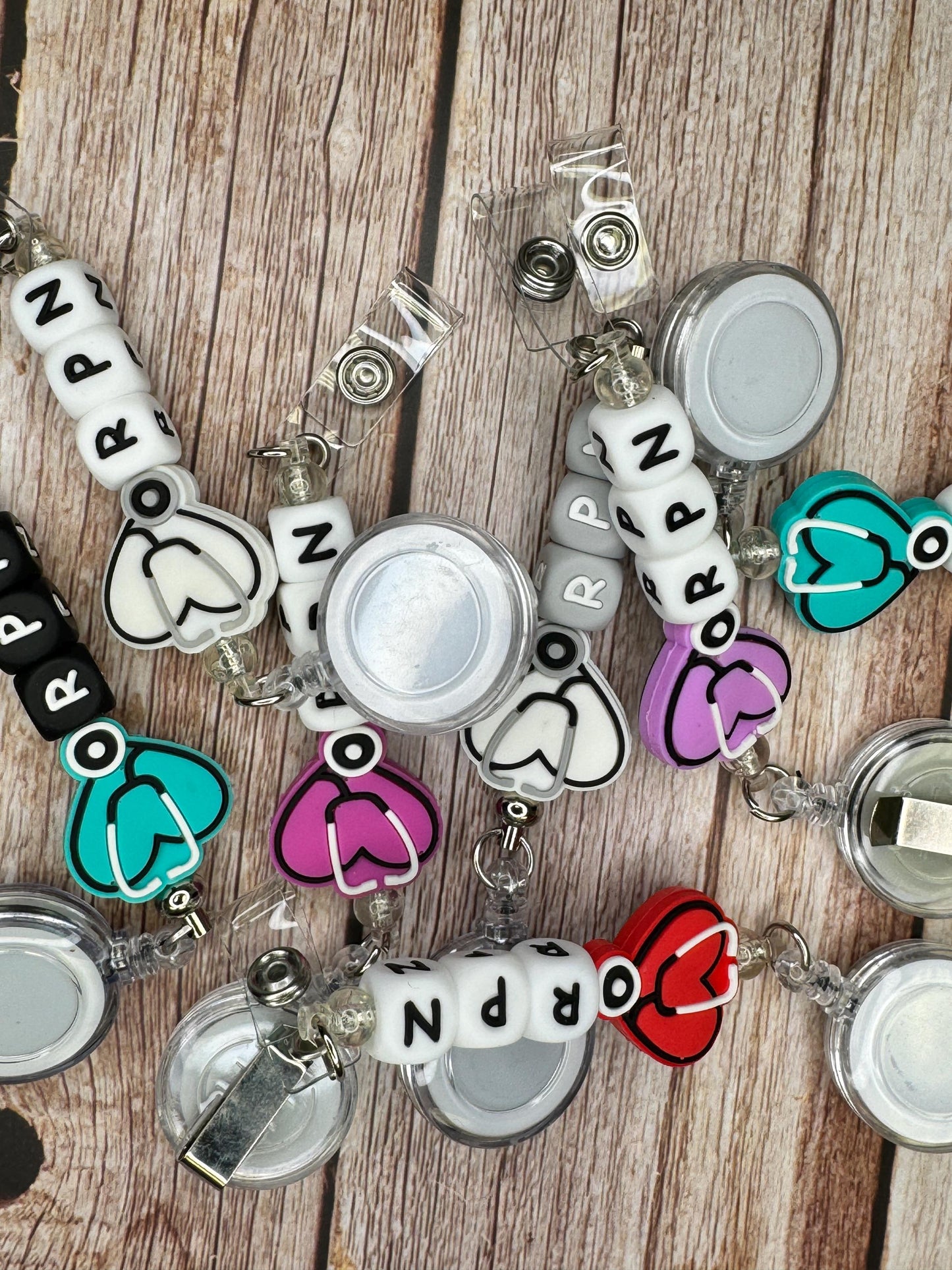 RPN Badge Reel: Personalized Nurse ID Holder with Silicone Beads