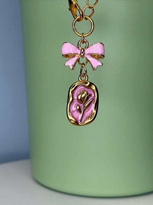 Pink Rose Custom Enamel Charms for Stanley Tumbler Personalize it. Quencher, Gift for girls, Olivia Rodrigo, Stocking Stuffer