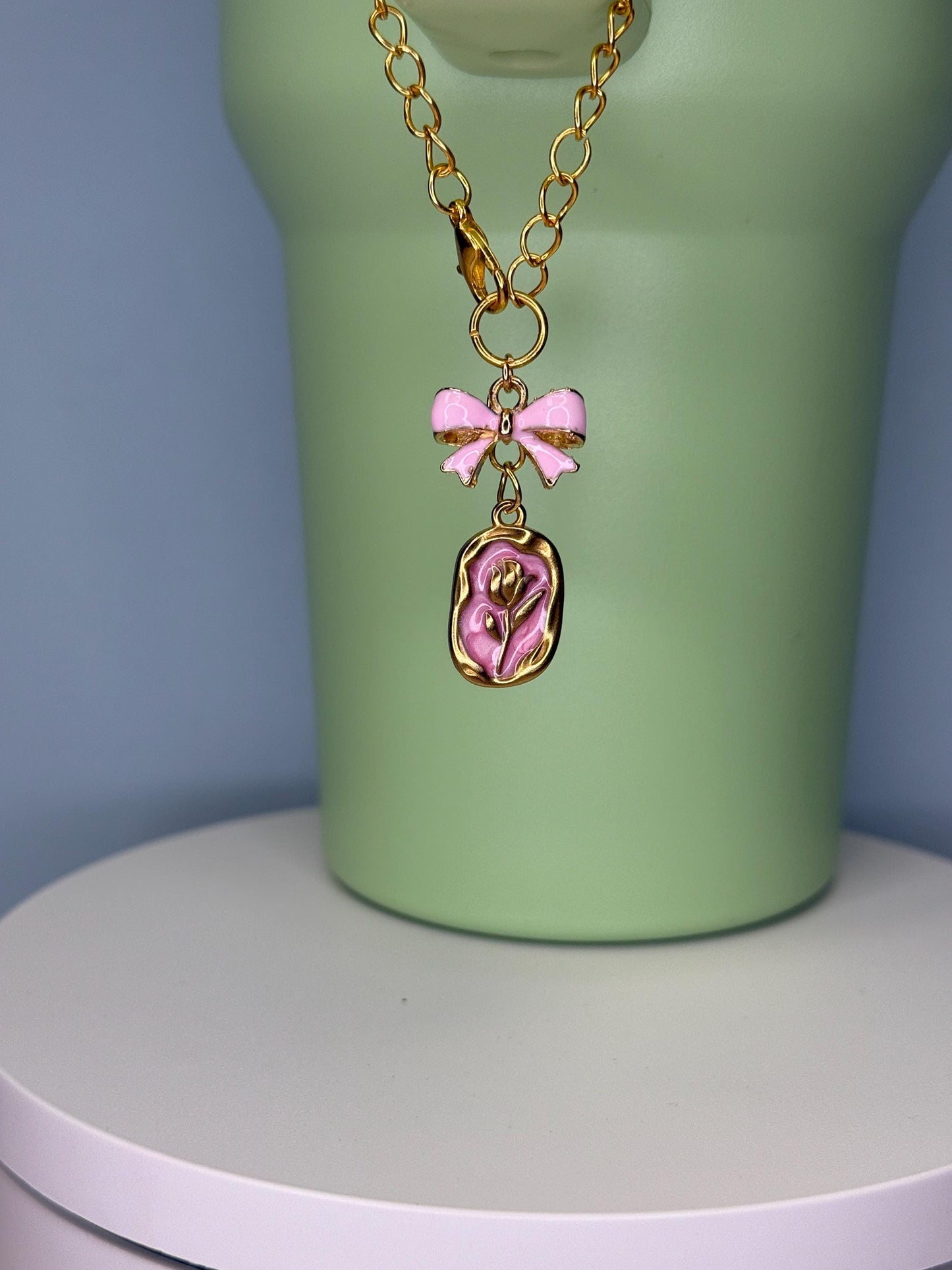 Pink Rose Custom Enamel Charms for Stanley Tumbler Personalize it. Quencher, Gift for girls, Olivia Rodrigo, Stocking Stuffer