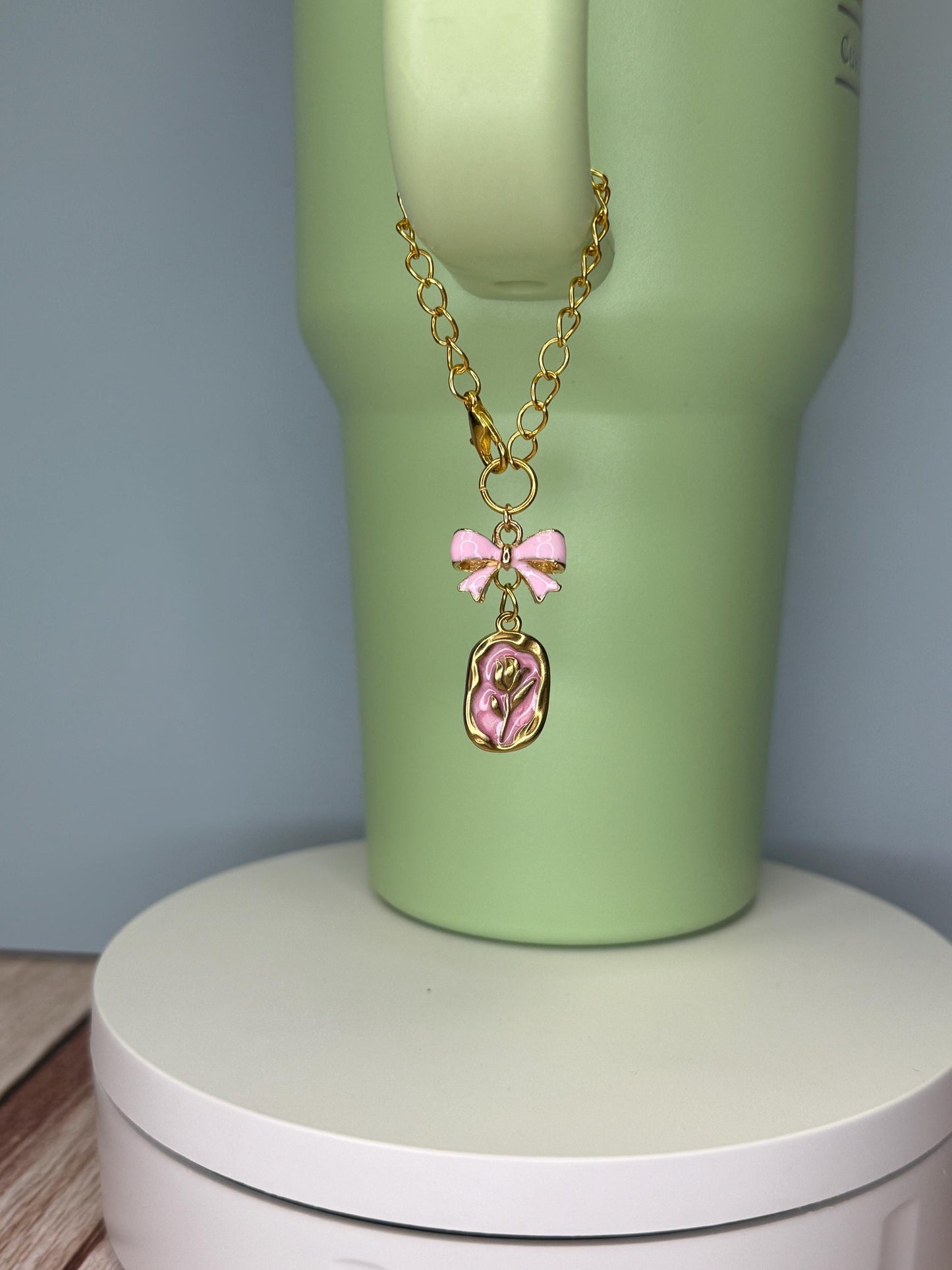Pink Rose Custom Enamel Charms for Stanley Tumbler Personalize it. Quencher, Gift for girls, Olivia Rodrigo, Stocking Stuffer