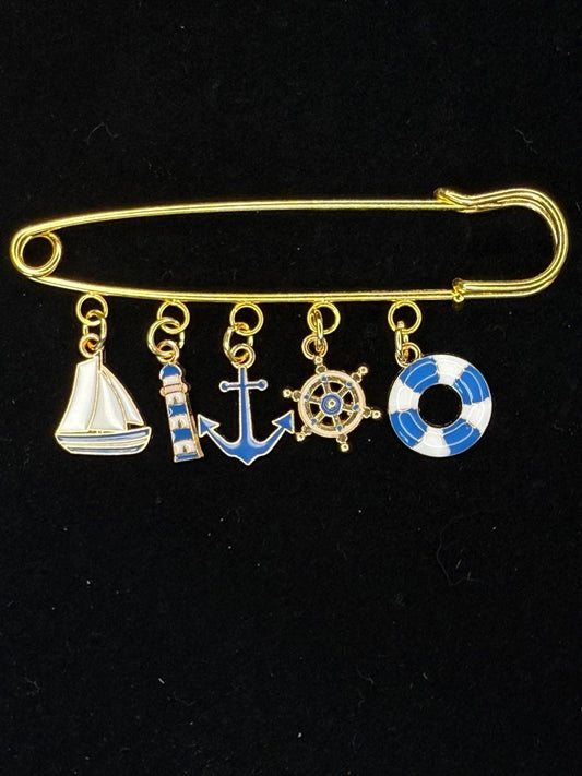 Anchors Away Nautical Pin Brooch – Kilt Pin Collection | Gift for Her | Hat Pin | Bag Pin