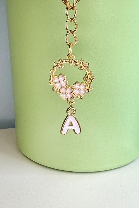 White Initial (A-Z avail) with circle of Daisies Enamel Charms for Stanley Tumbler – Quencher, Gift for her, Olivia Rodrigo, Gift for Girl