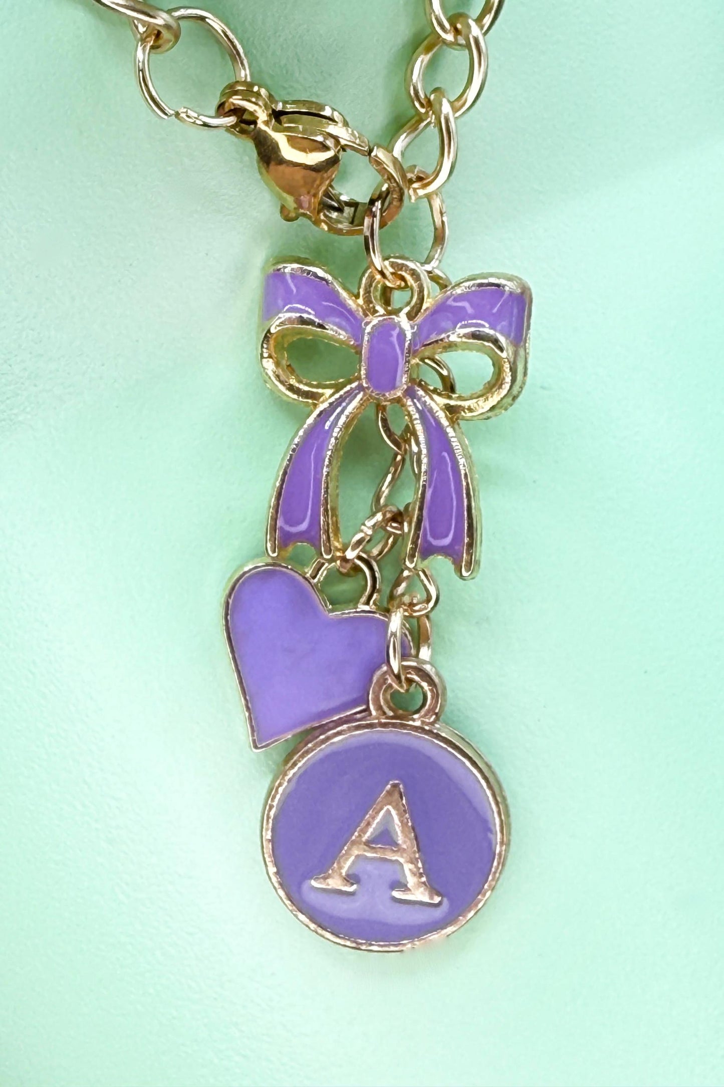 Personalized Initial Tumbler Charm Chain Bow & Heart, Custom Enamel Letter Stanley Cup, Elegant Gift for Her (6 Colors) Olivia Rodrigo