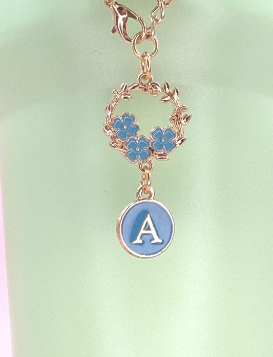 Enamel Flower Wreath Tumbler Charm – Elegant Stanley Cup Accessories, Gold Chain Bow & Heart, Gift for Her Olivia Rodrigo