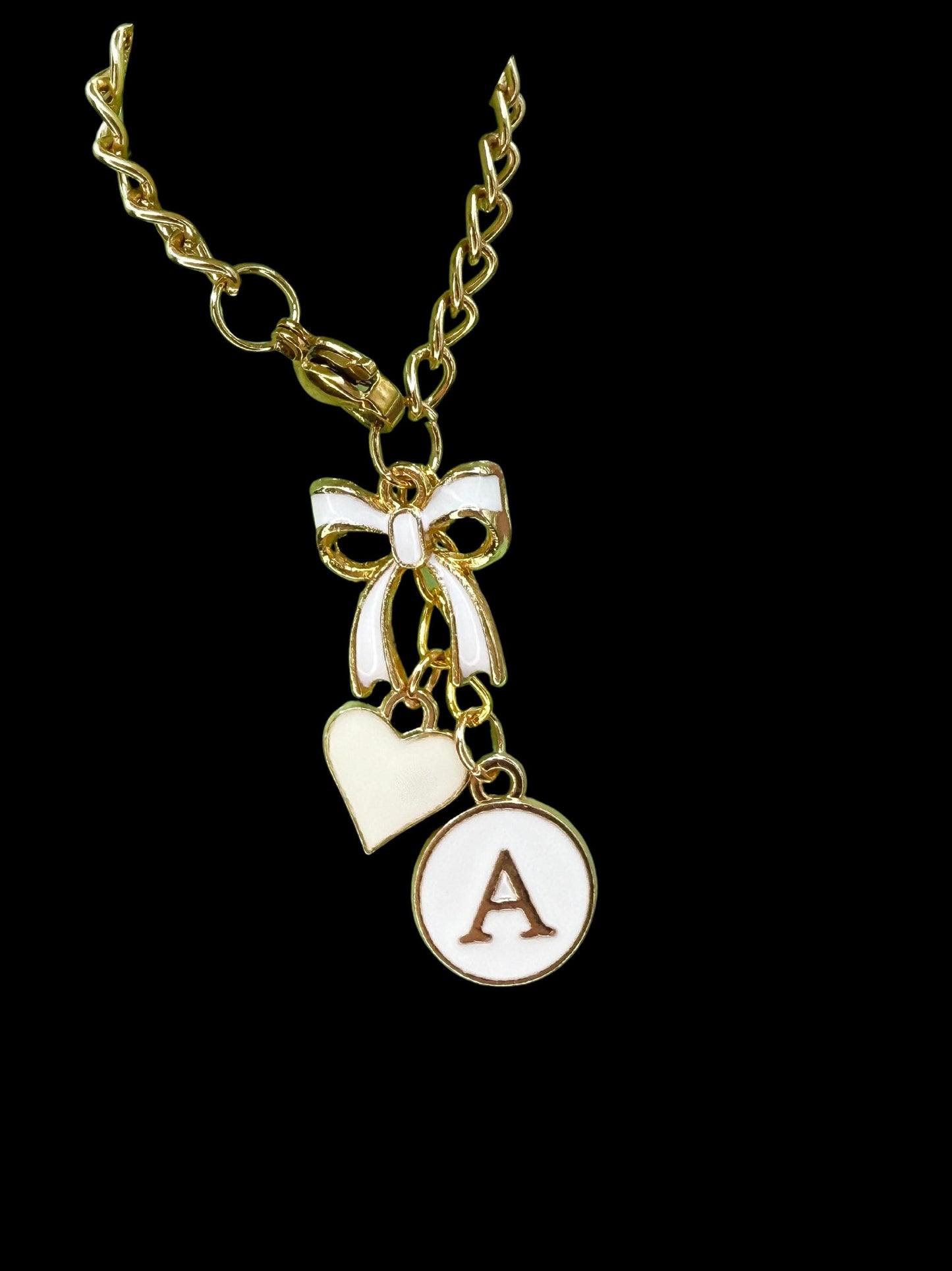 Personalized Initial Tumbler Charm Chain Bow & Heart, Custom Enamel Letter Stanley Cup, Elegant Gift for Her (6 Colors) Olivia Rodrigo