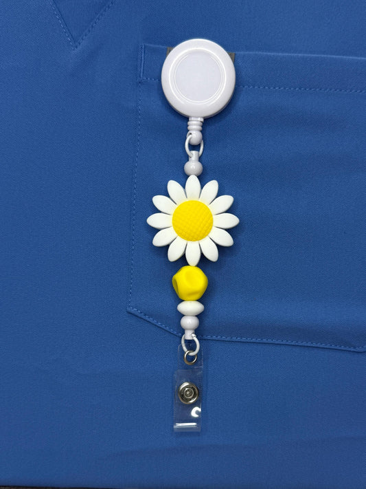 Medical Id Badge Holder Daisy Beaded Badge Reel Lightweight ID Holder for Nurses  Rpn Rn Psw Hca Dentistry Health Care Gift for her