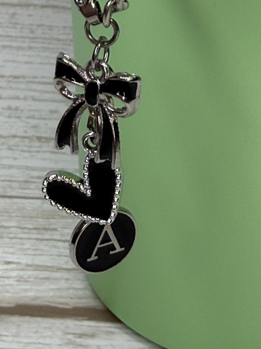 Black Letter A-Z avail Enamel Charms with large heart for Stanley – Quencher, Gift for her, Olivia Rodrigo, Gift for Girl, Camino Yeti
