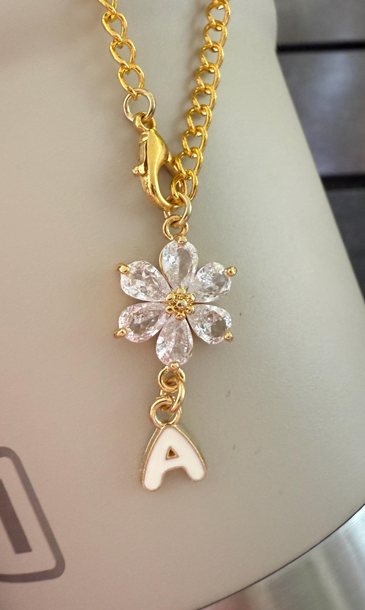 Glass Blossom Tumbler Charm Custom Initial Glass Blossom Gold Chain Clip Cute Accessory for your Stanley Tumbler Olivia Rodrigo Swiftie