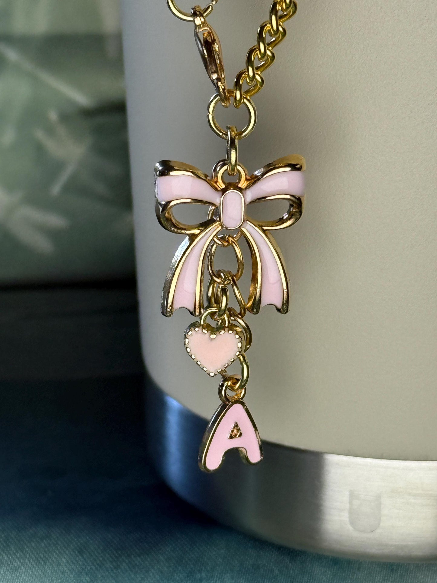 Enamel Tumbler Handle Charms: Bow, Heart & Initial - Stanley Accessories