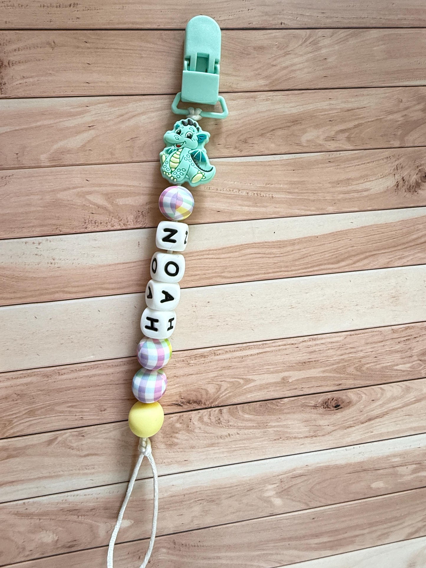 Personalized Dragon Pacifier Clip with Name | Silicone Binky Holder | Custom Baby Gift | Safe Length Soother Clip | Baby Shower Keepsake