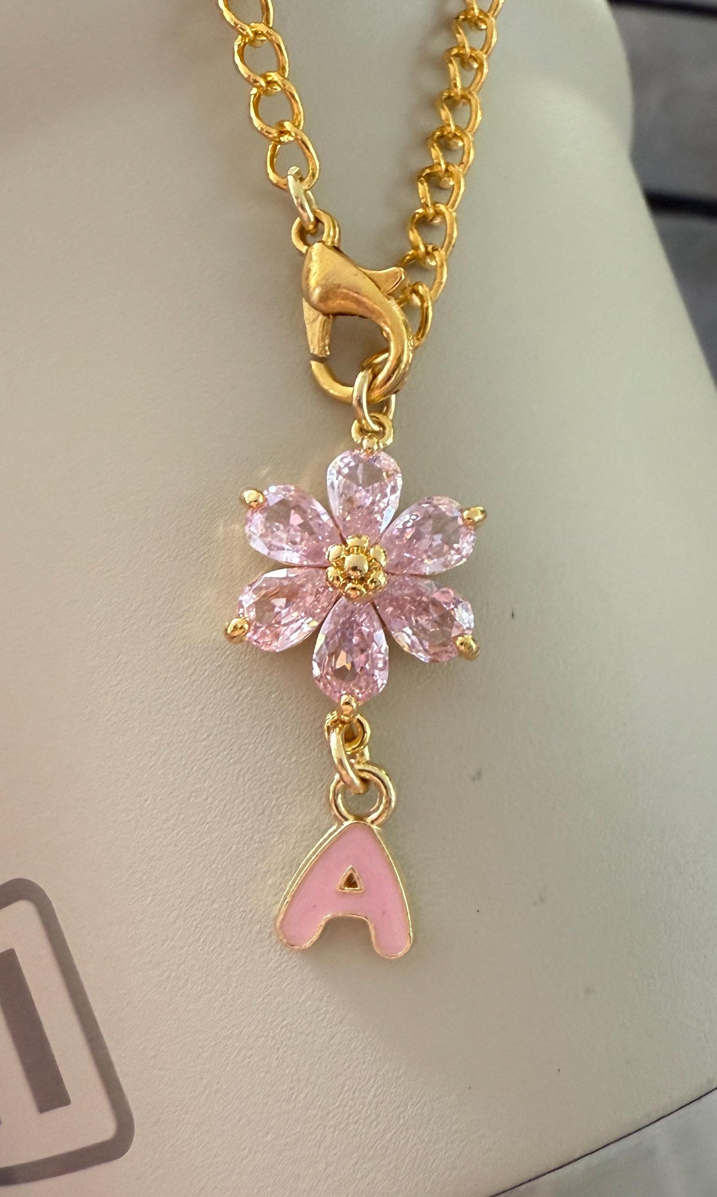 Glass Blossom Tumbler Charm Custom Initial Glass Blossom Gold Chain Clip Cute Accessory for your Stanley Tumbler Olivia Rodrigo Swiftie