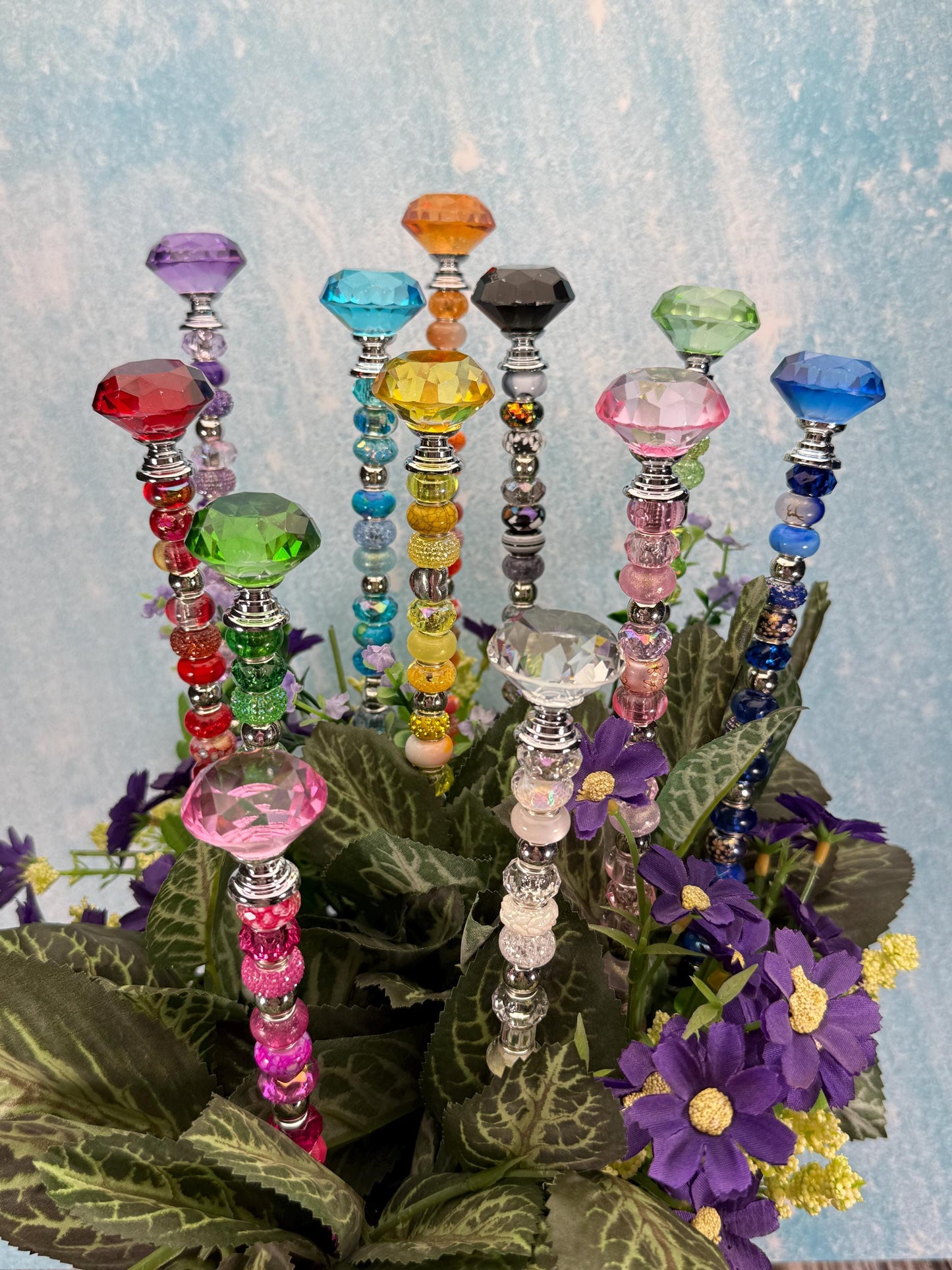 Radiant Blooms Glass Suncatcher Stakes | Permanent Flowers