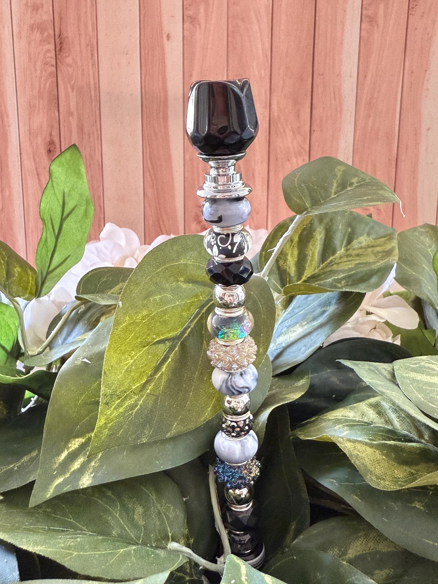 Mini Rose Garden Suncatcher Stakes – 10 Beaded Plant Decor with Glass Rose Topper