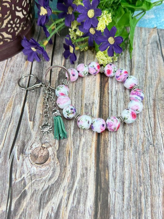 Elegant Stainless Steel Cable Wristlet – 15mm Silicone Beads, Leather Tassel & Dragonfly Charm | Many Designs Available