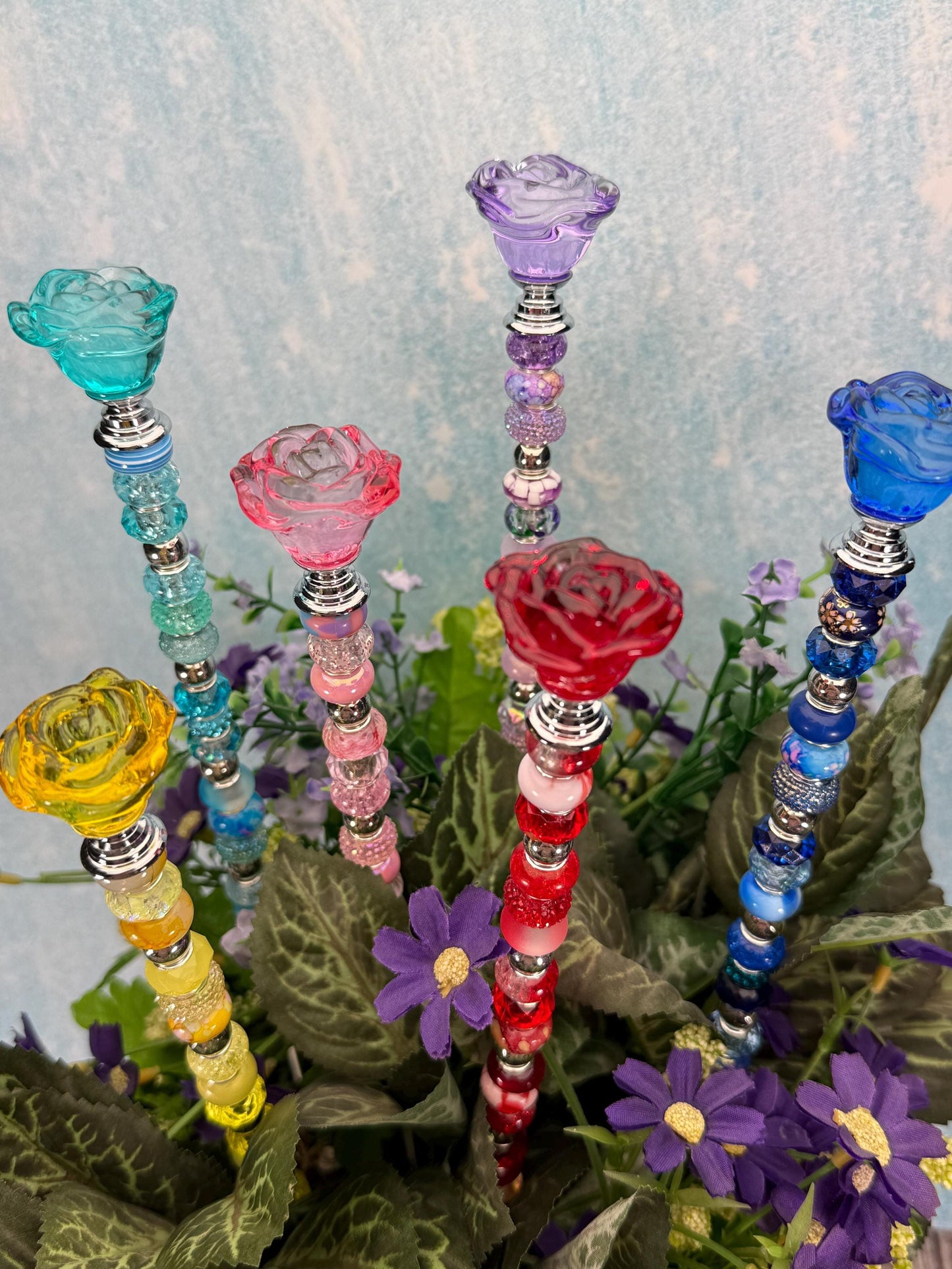 Radiant Blooms Glass Suncatcher Stakes | Permanent Flowers