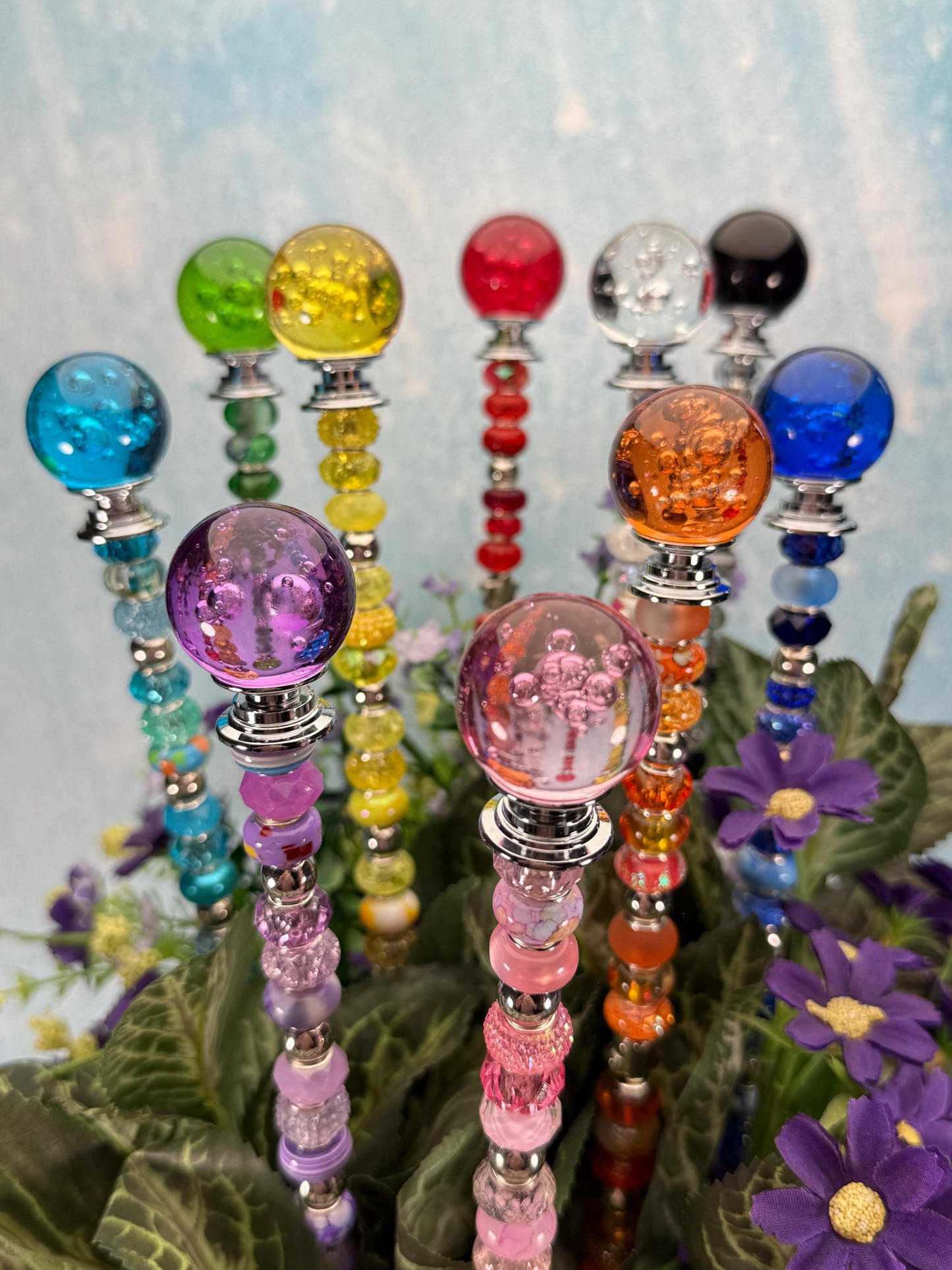 Radiant Blooms Glass Suncatcher Stakes | Permanent Flowers