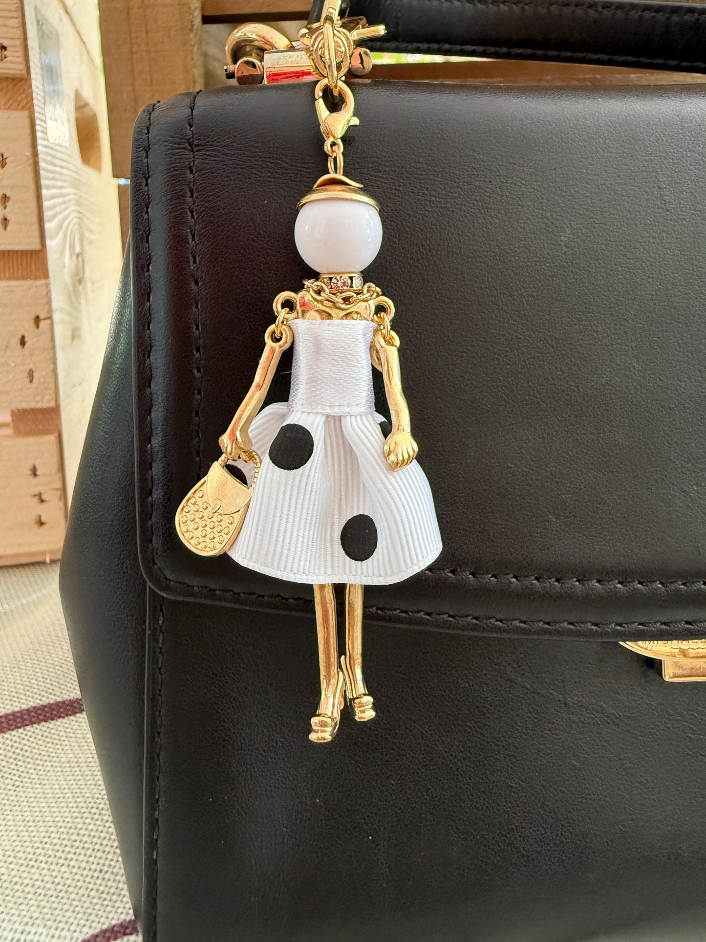 Bijou Dolls | Gold-Plated Fashion Figurine Purse Charm | Collectible Bag Jewelry