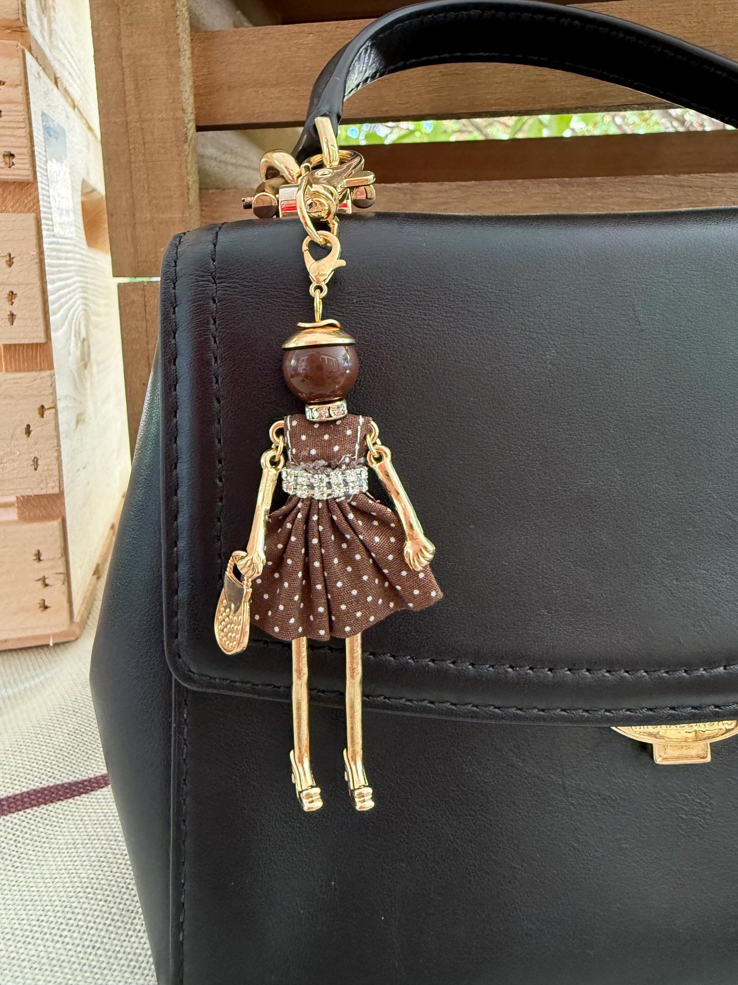Bijou Dolls | Gold-Plated Fashion Figurine Purse Charm | Collectible Bag Jewelry