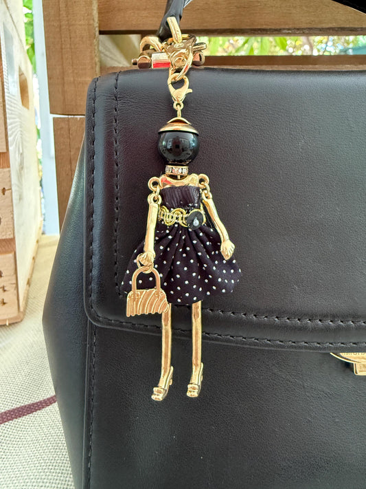 Bijou Dolls | Gold-Plated Fashion Figurine Purse Charm | Collectible Bag Jewelry