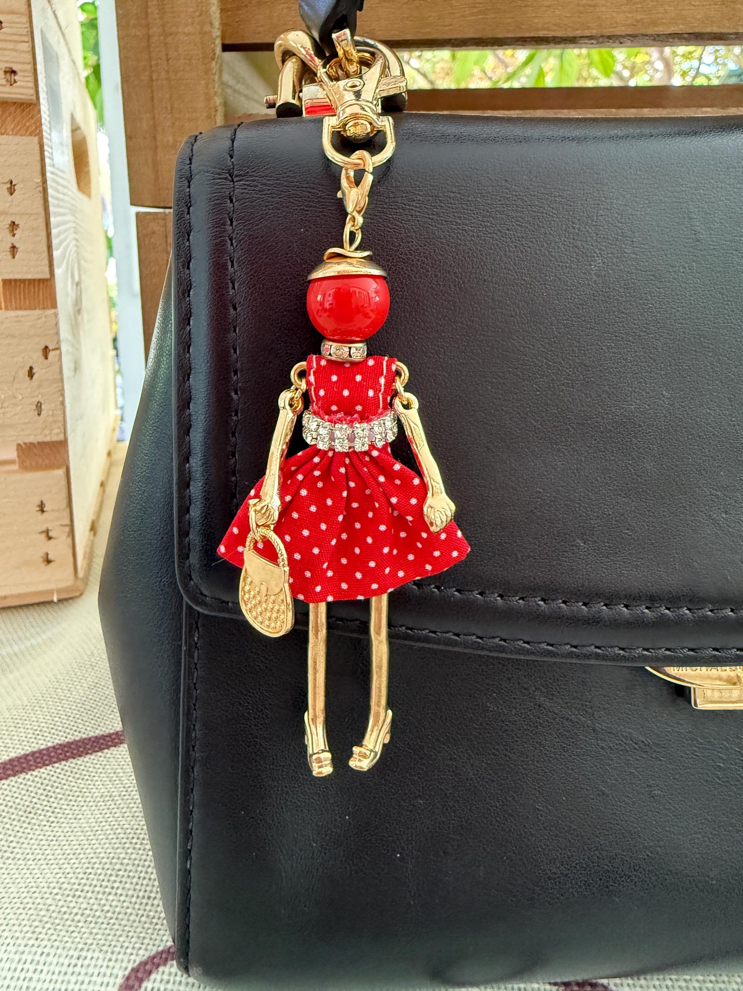 Bijou Dolls | Gold-Plated Fashion Figurine Purse Charm | Collectible Bag Jewelry