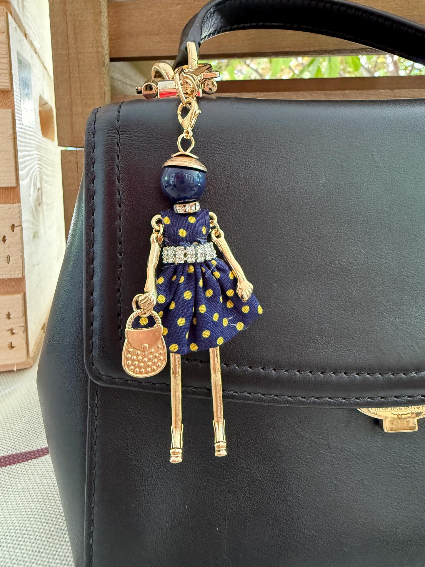 Bijou Dolls | Gold-Plated Fashion Figurine Purse Charm | Collectible Bag Jewelry