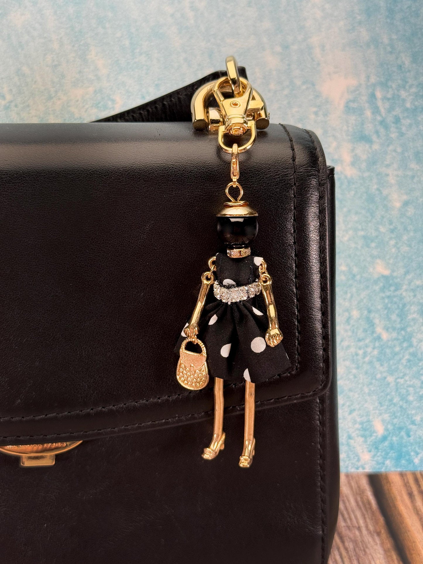 Bijou Dolls | Gold-Plated Fashion Figurine Purse Charm | Collectible Bag Jewelry