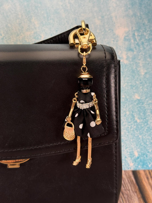 Bijou Dolls | Gold-Plated Fashion Figurine Purse Charm | Collectible Bag Jewelry