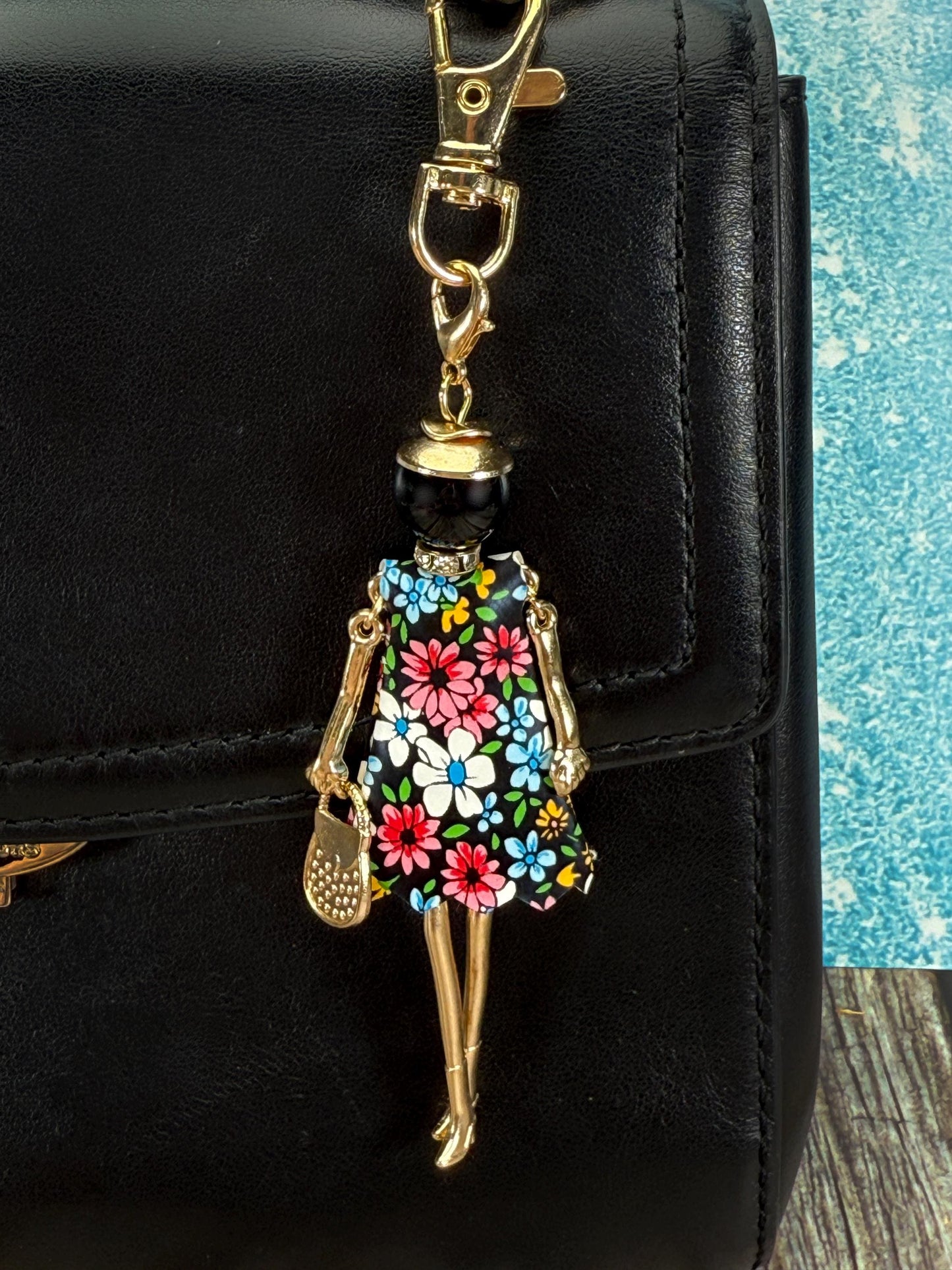 Bijou Dolls | Gold-Plated Fashion Figurine Purse Charm | Collectible Bag Jewelry