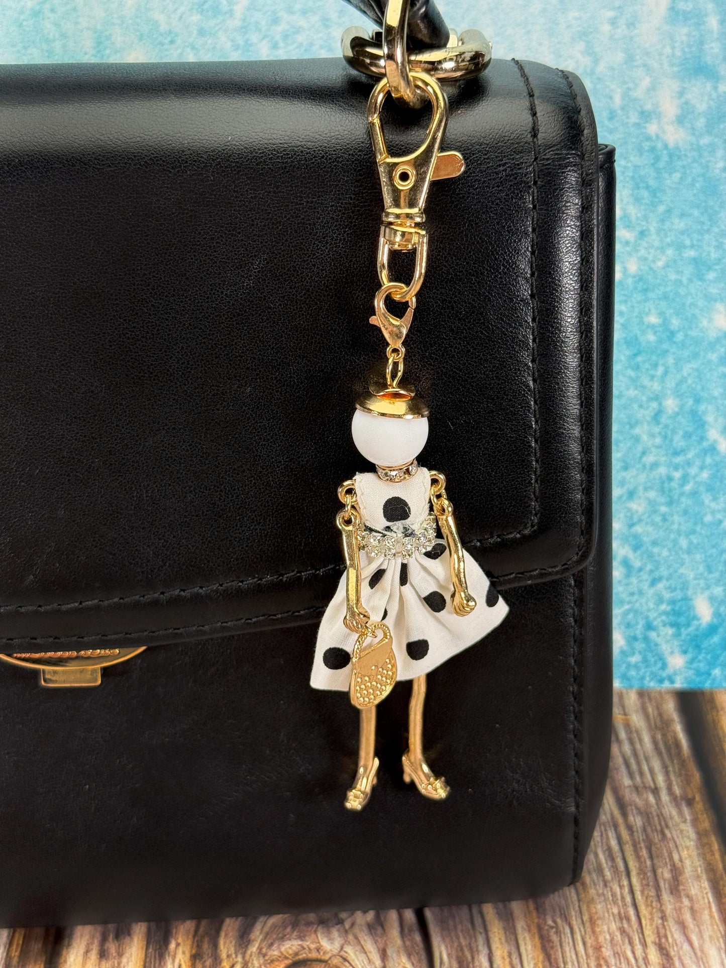 Bijou Dolls | Gold-Plated Fashion Figurine Purse Charm | Collectible Bag Jewelry