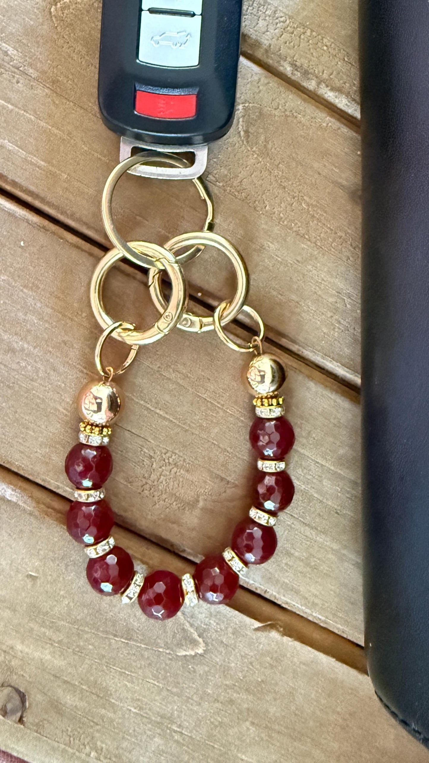 Keyfob Purse Clip | Convertible Gemstone Wristlet & Bag Accent | 12 mm Gemstone Beads