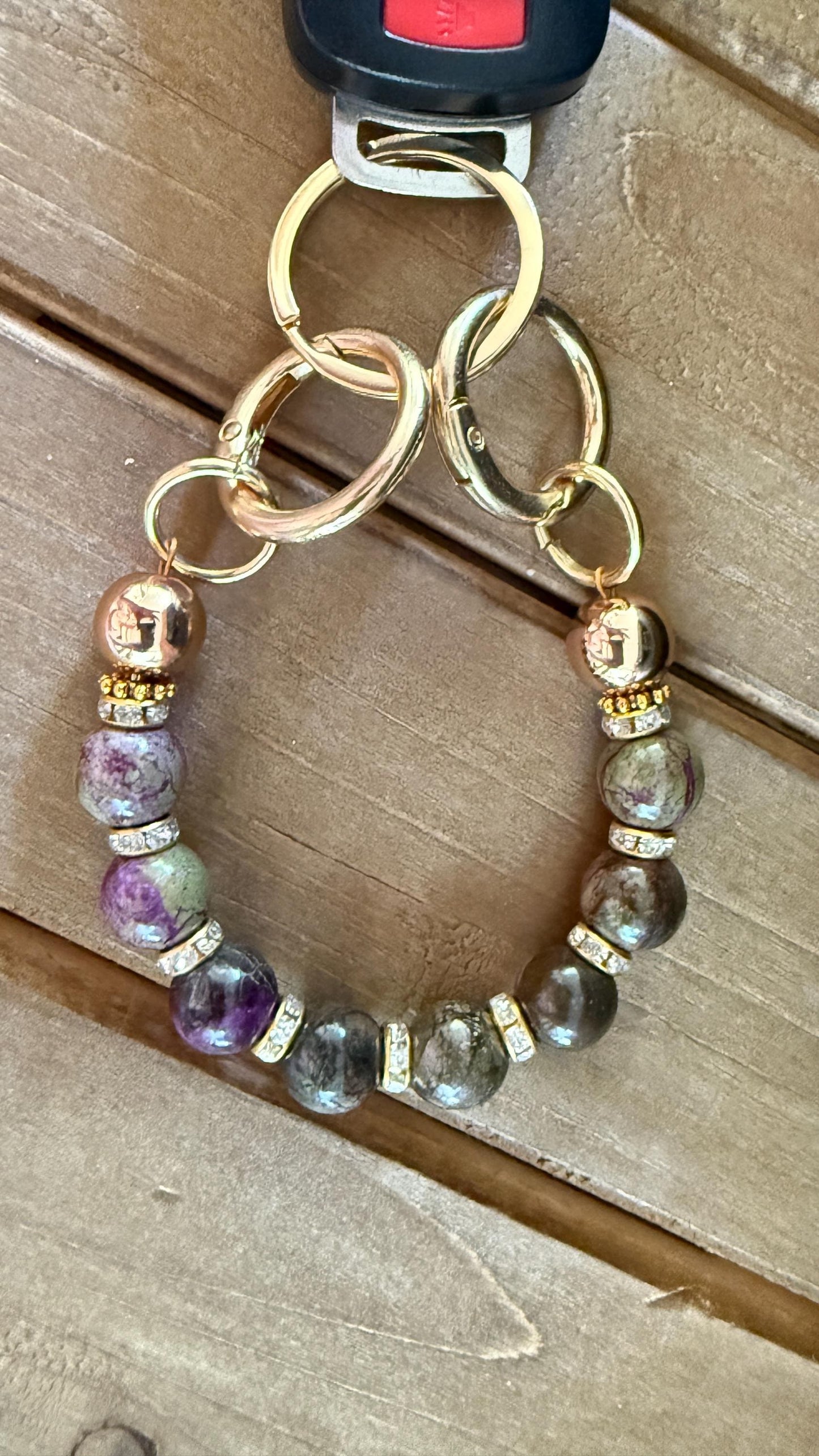 Keyfob Purse Clip | Convertible Gemstone Wristlet & Bag Accent | 12 mm Gemstone Beads