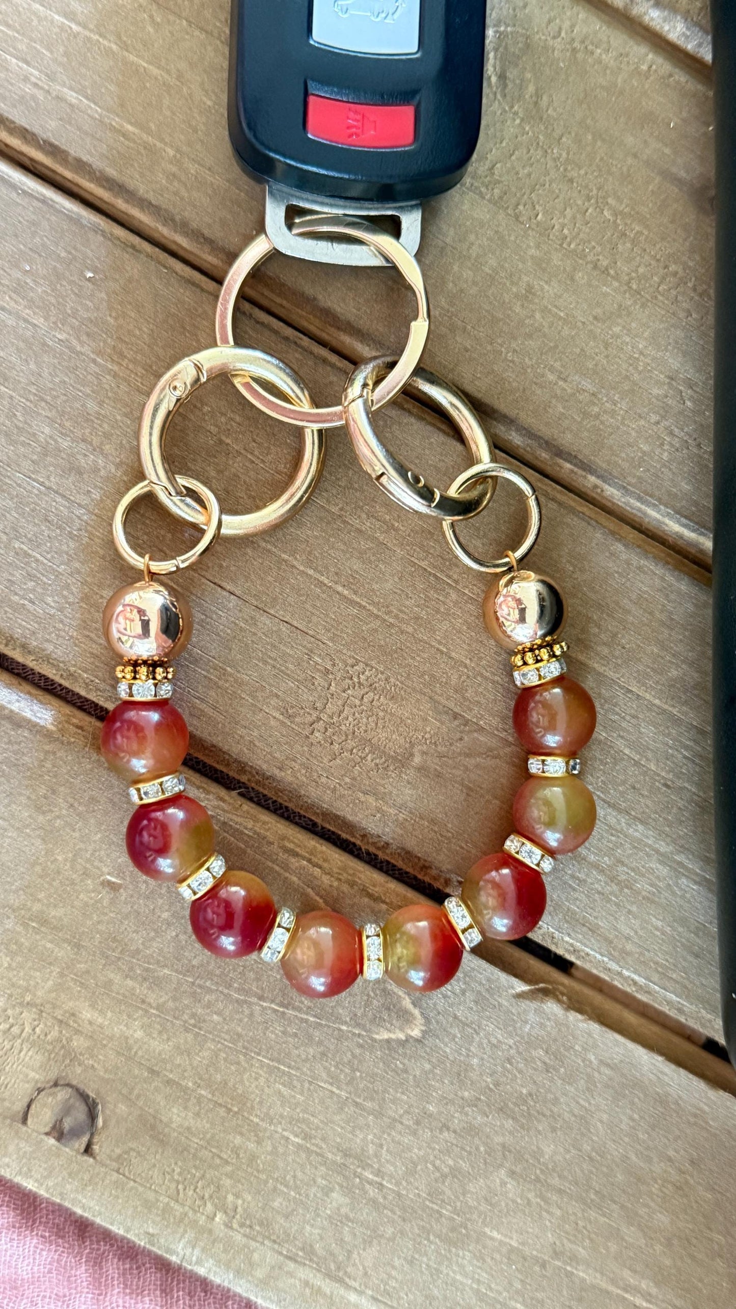 Keyfob Purse Clip | Convertible Gemstone Wristlet & Bag Accent | 12 mm Gemstone Beads