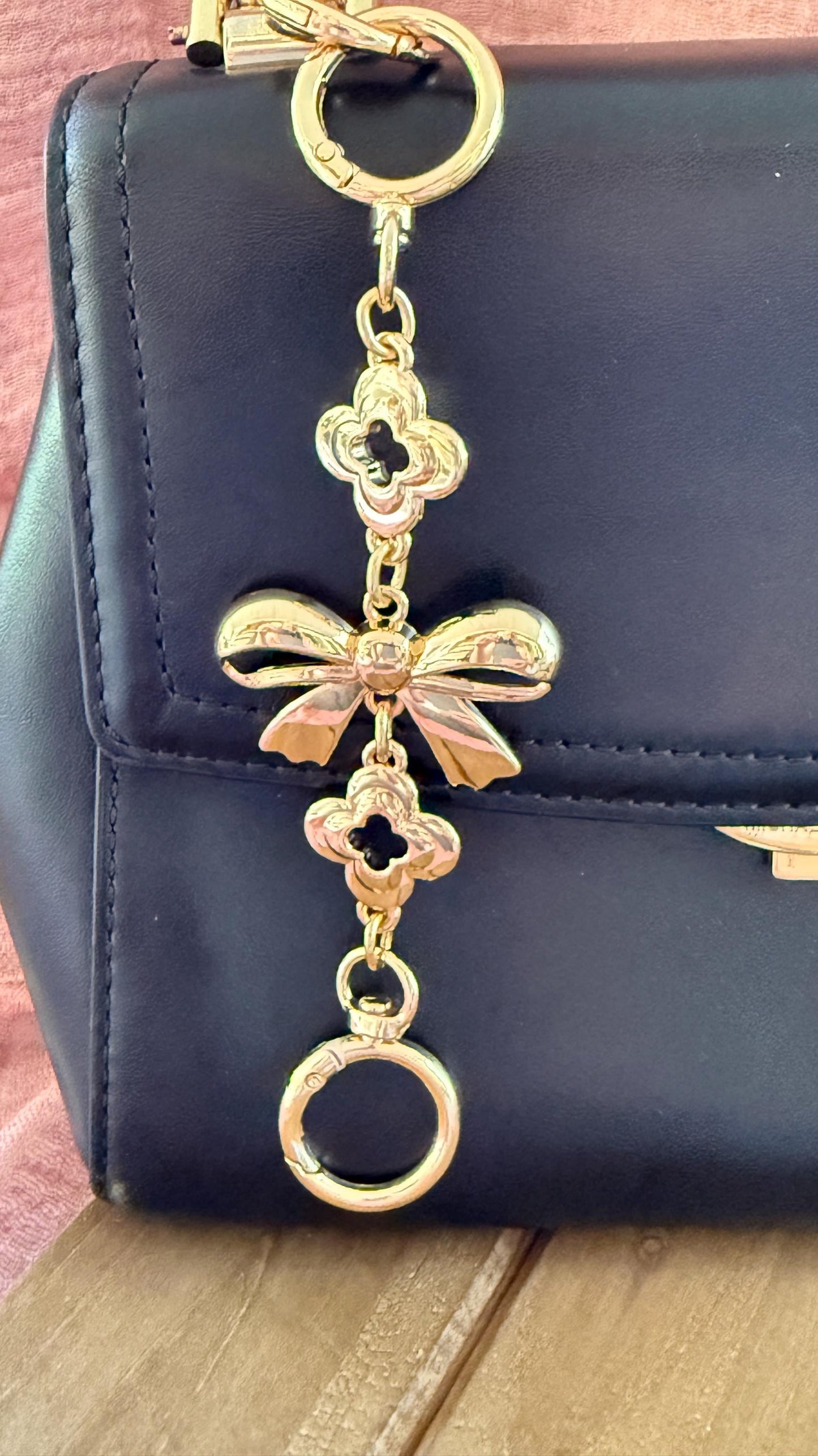 Keyfob Purse Clip | Gold Metal Chain Accent | Convertible Wristlet & Bag Accessory