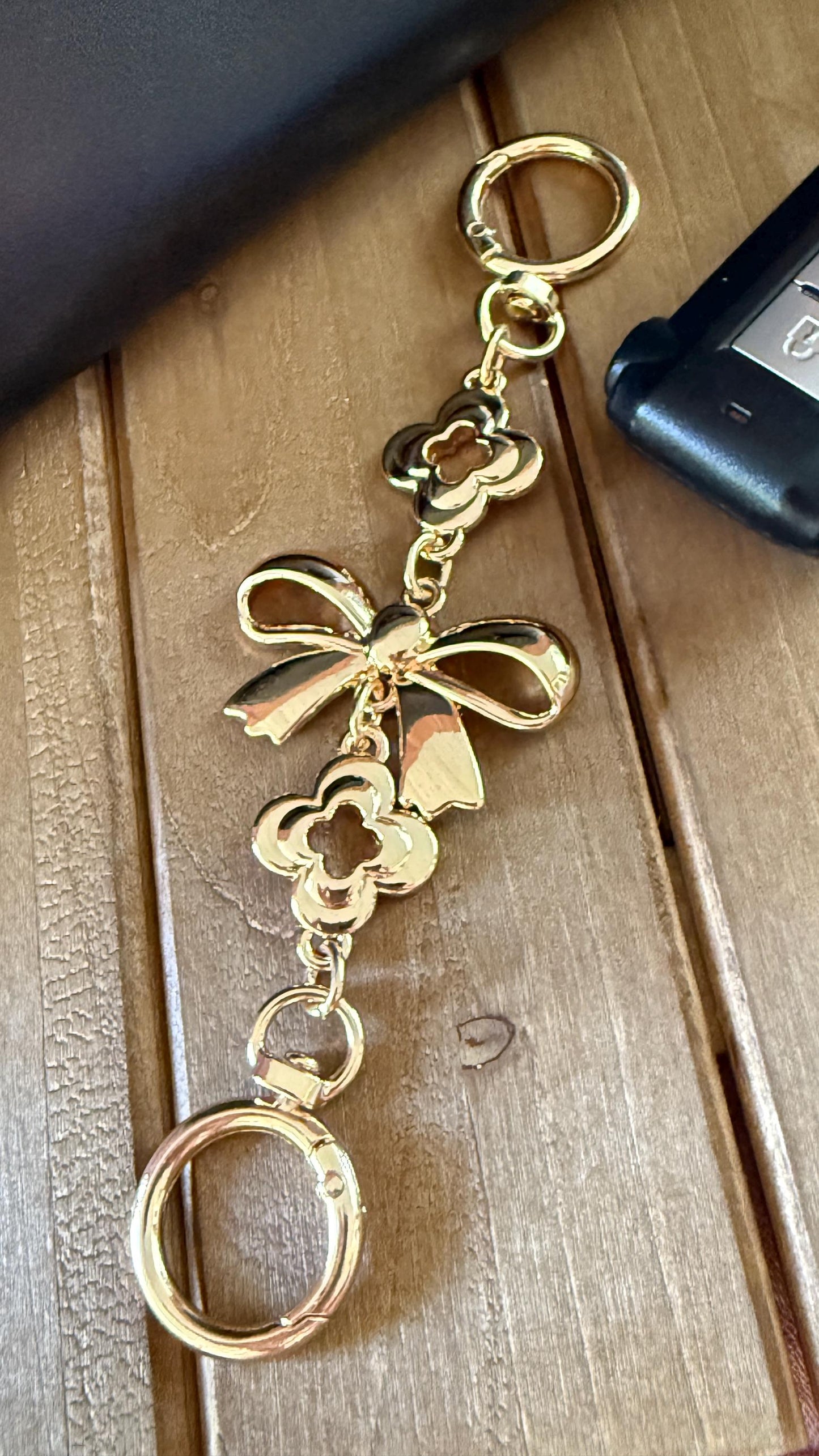 Keyfob Purse Clip | Gold Metal Chain Accent | Convertible Wristlet & Bag Accessory