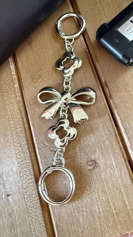 Keyfob Purse Clip | Silver Metal Chain Accent | Convertible Wristlet & Bag Accessory