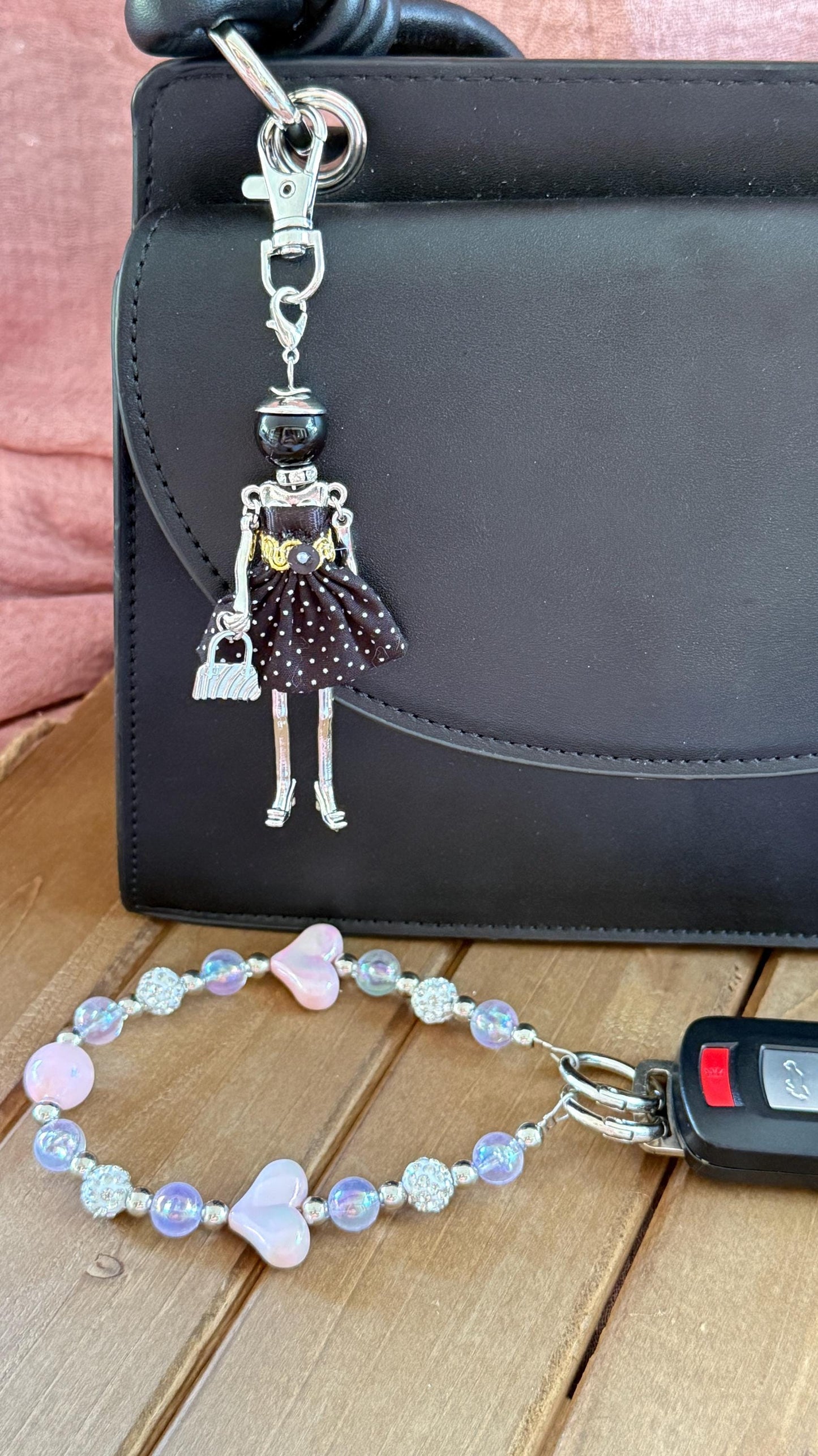 Keyfob Purse Clip | Silver Metal Chain Accent | Convertible Wristlet & Bag Accessory