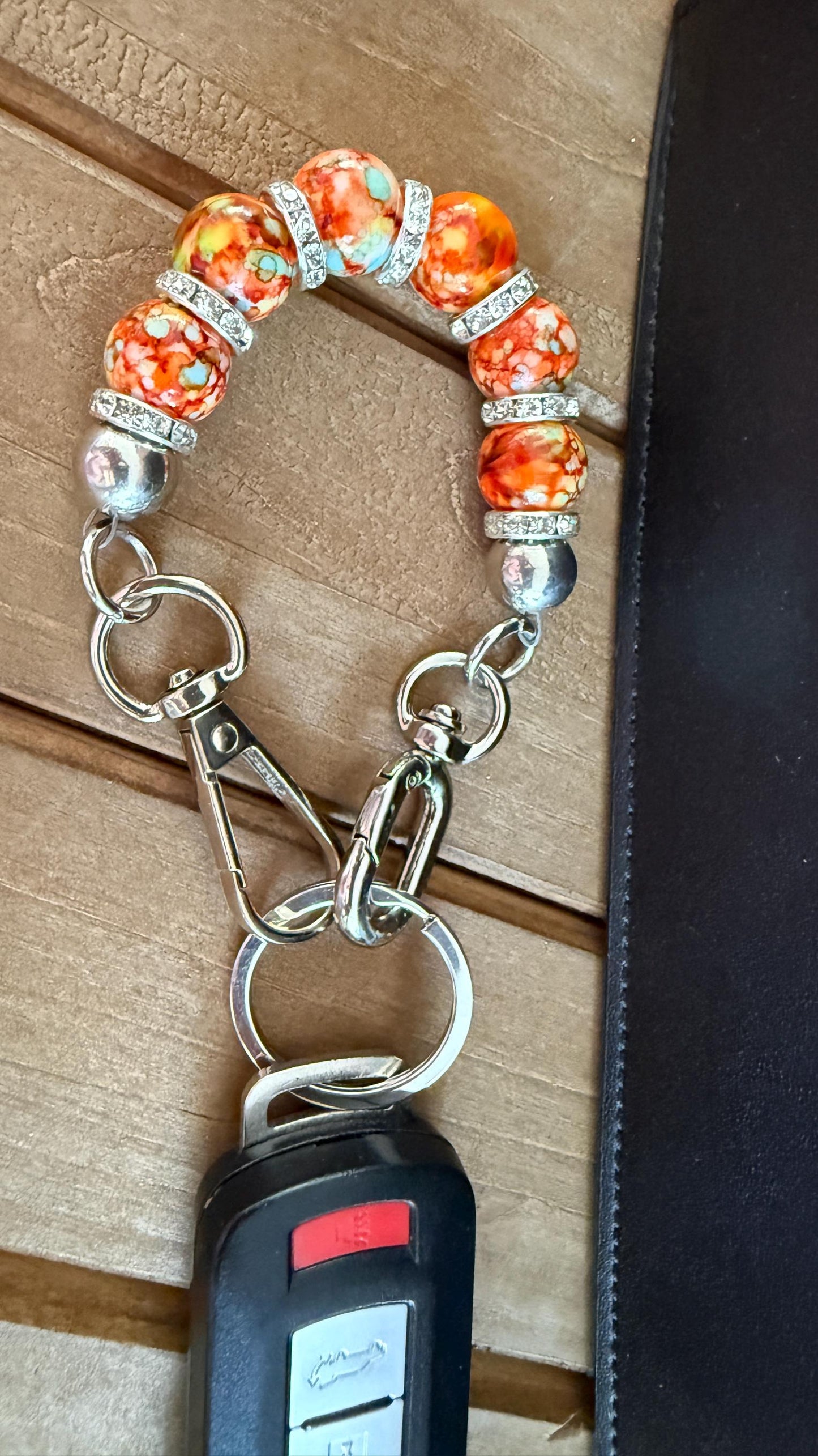 Keyfob Purse Clip | 14 mm Acrylic Beads with Silver Hardware | Convertible Wristlet & Purse Décor