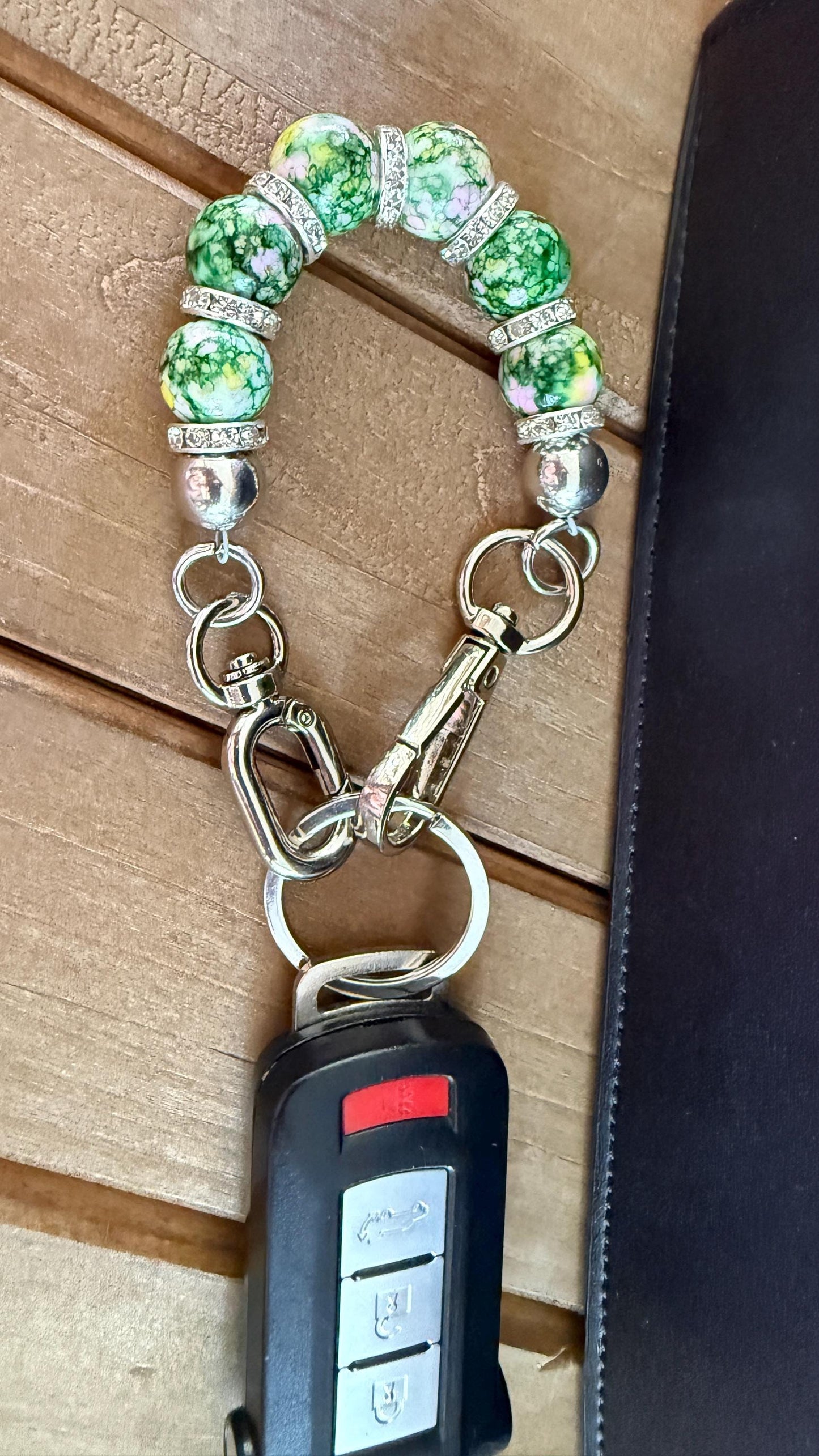 Keyfob Purse Clip | 14 mm Acrylic Beads with Silver Hardware | Convertible Wristlet & Purse Décor