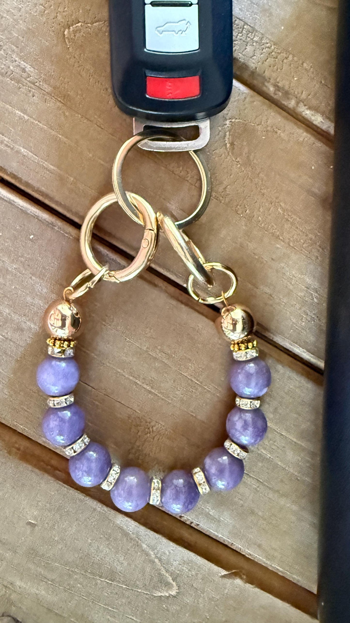 Keyfob Purse Clip | Convertible Gemstone Wristlet & Bag Accent | 12 mm Gemstone Beads