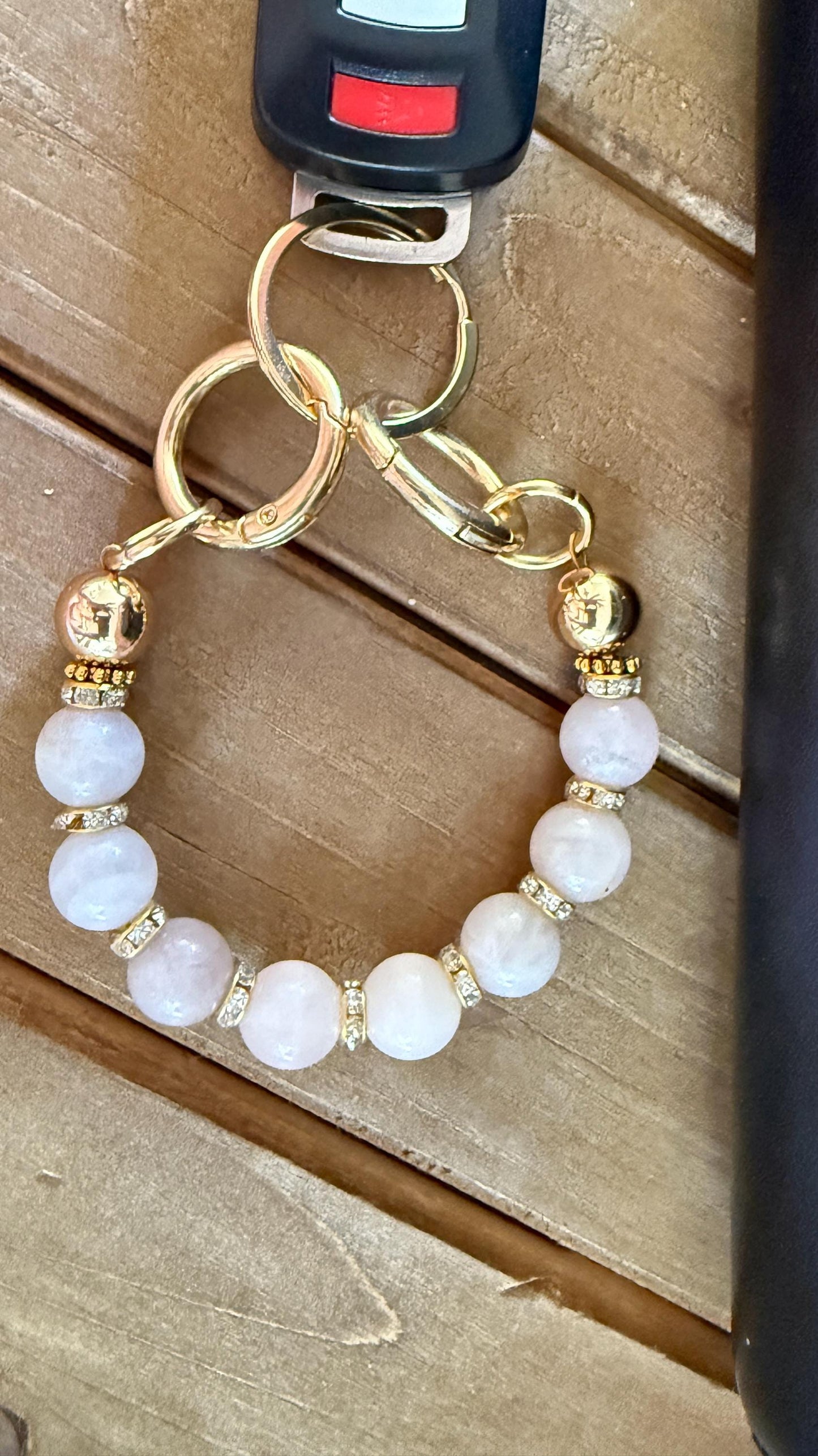 Keyfob Purse Clip | Convertible Gemstone Wristlet & Bag Accent | 12 mm Gemstone Beads