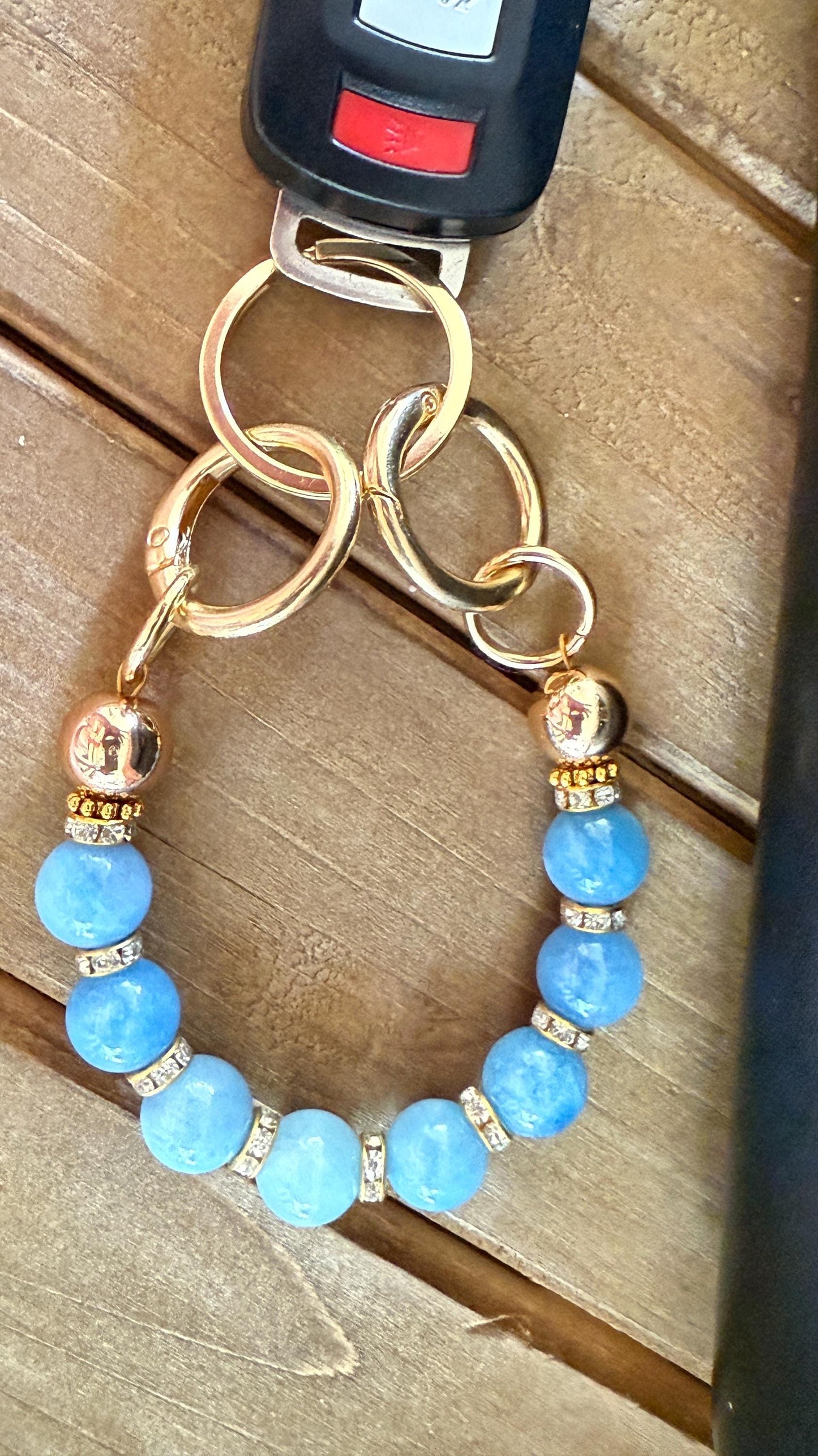 Keyfob Purse Clip | Convertible Gemstone Wristlet & Bag Accent | 12 mm Gemstone Beads