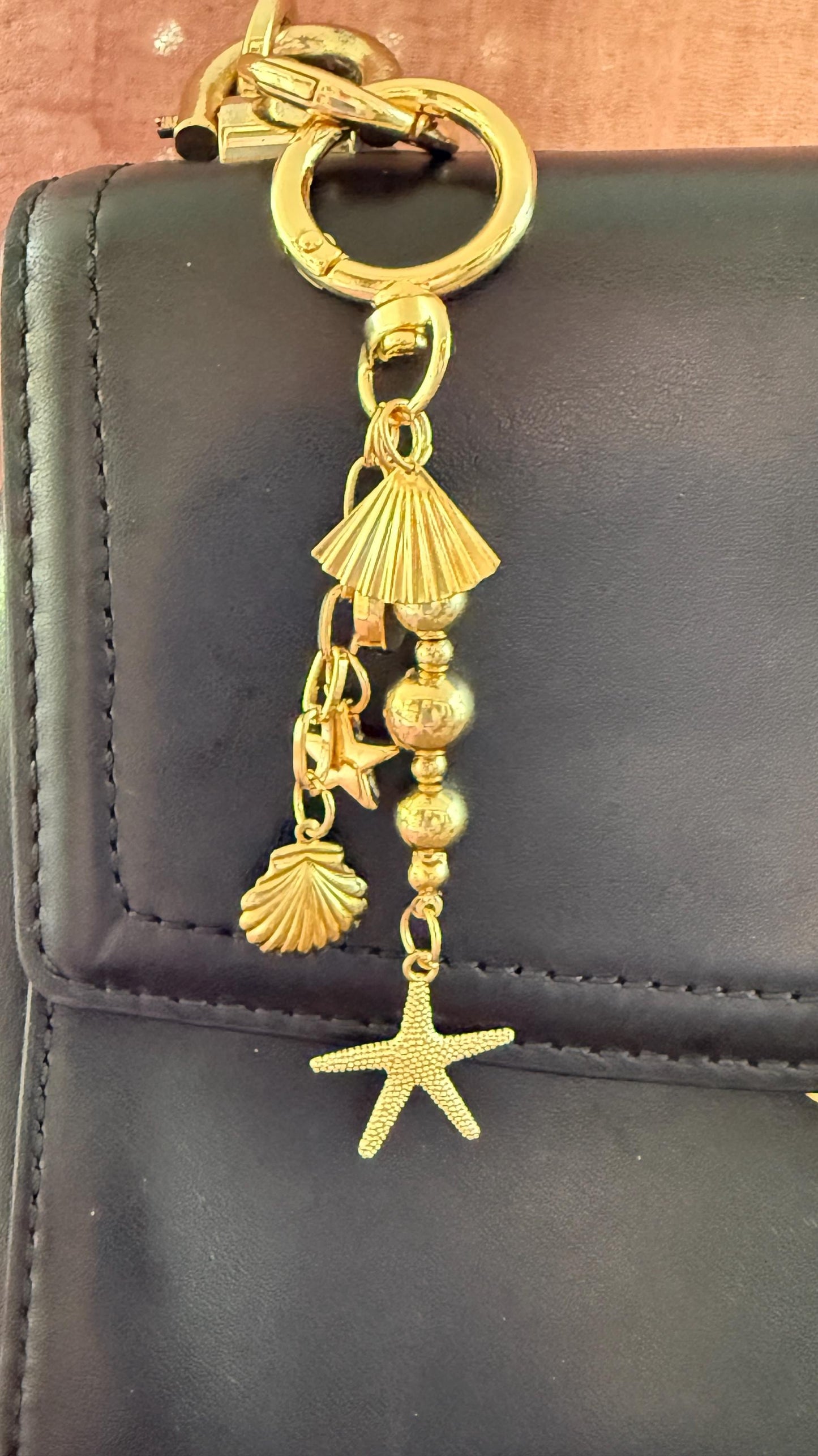 Keyfob Purse Clip | Gold Metal Chain Accent | Convertible Wristlet & Bag Accessory