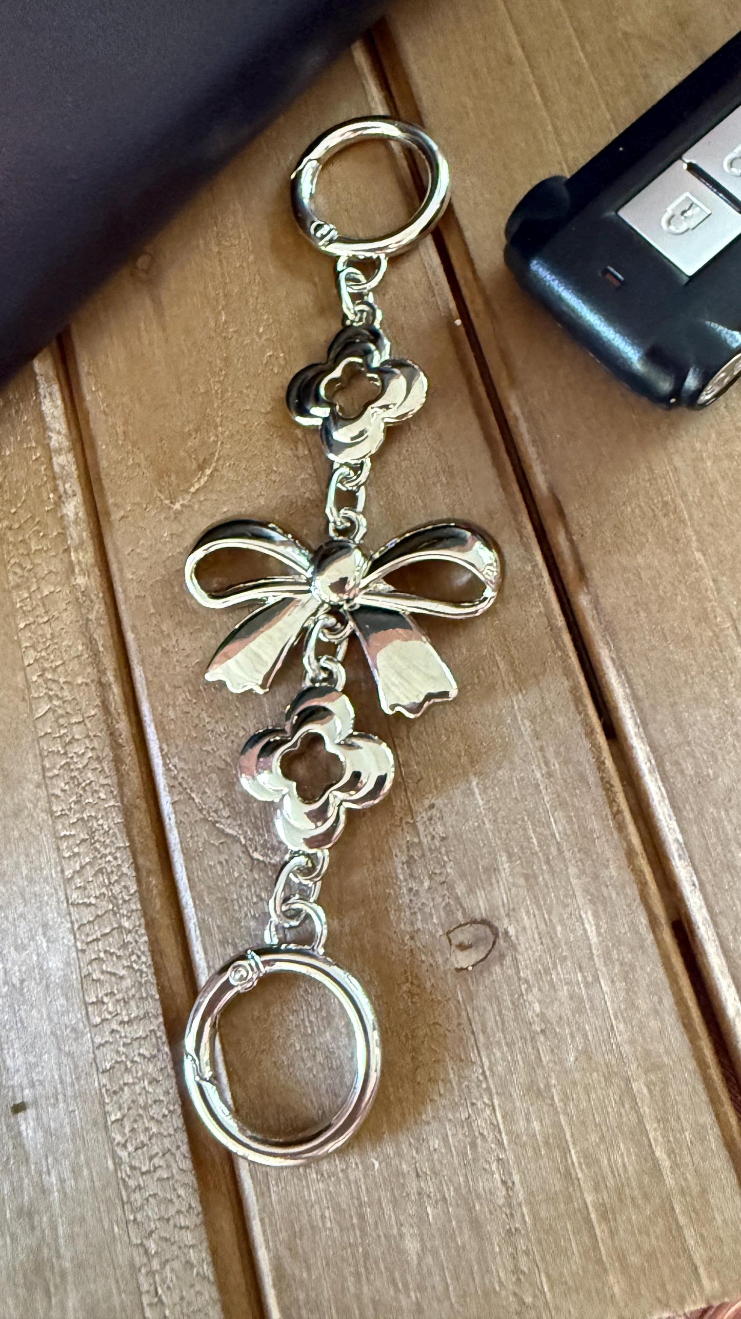 Keyfob Purse Clip | Silver Metal Chain Accent | Convertible Wristlet & Bag Accessory