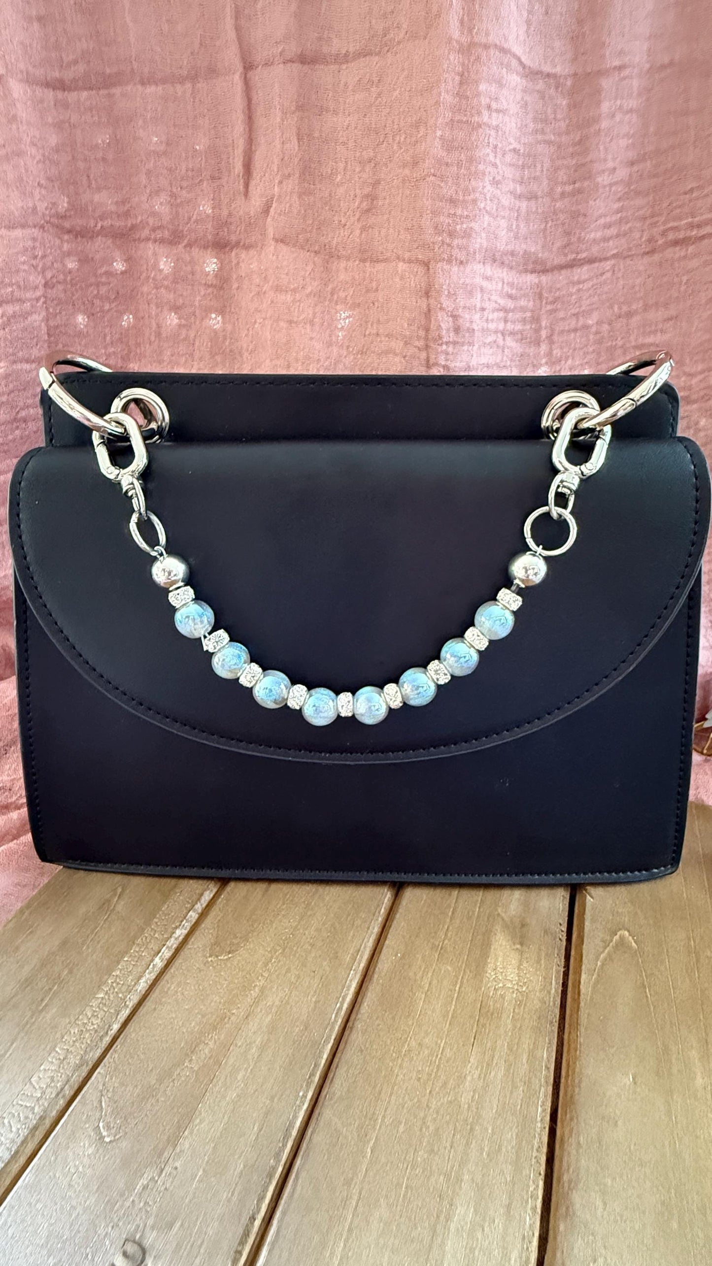 Keyfob Purse Clip | Silver Metal Chain Accent | Convertible Wristlet & Bag Accessory