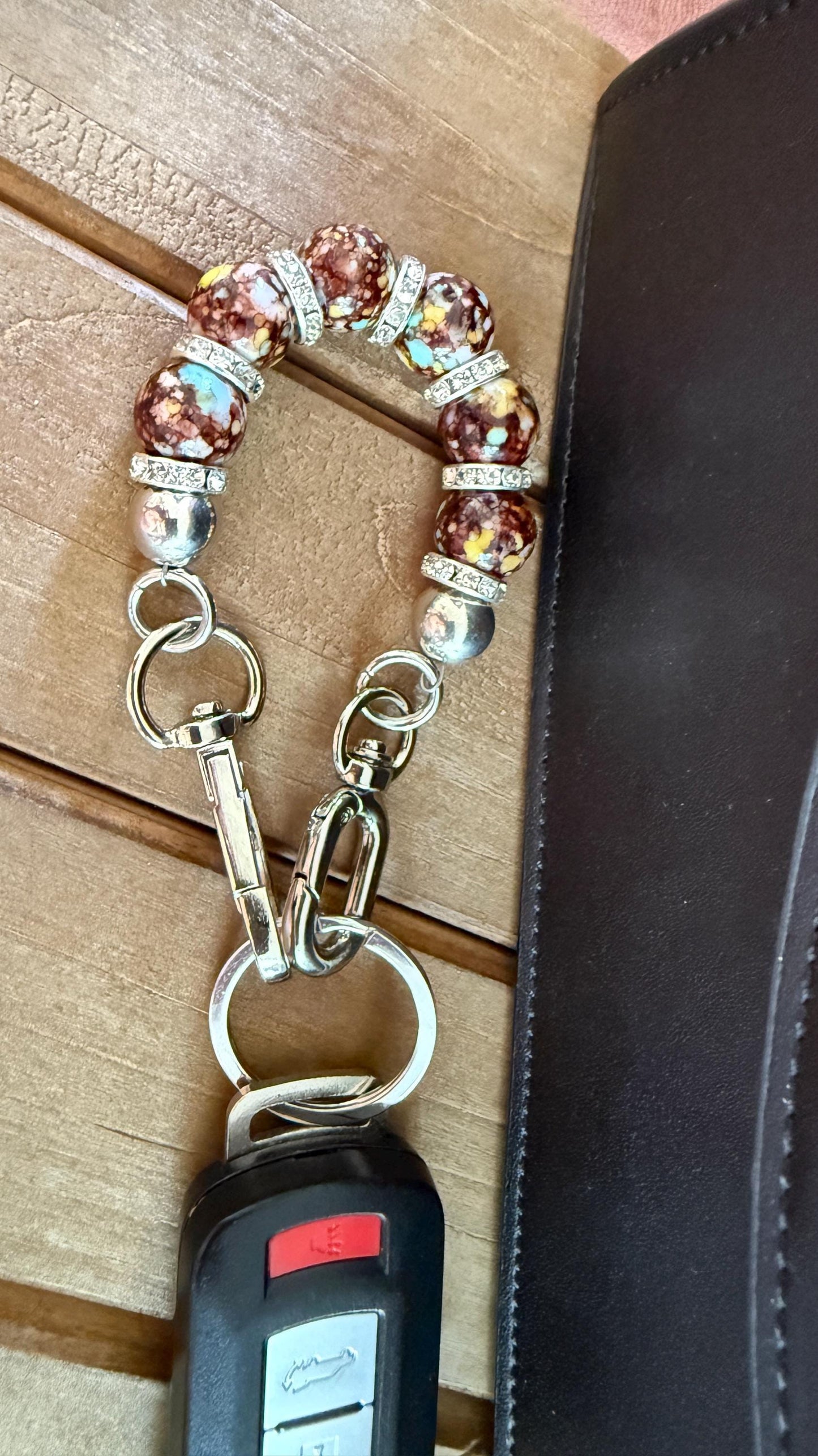 Keyfob Purse Clip | 14 mm Acrylic Beads with Silver Hardware | Convertible Wristlet & Purse Décor