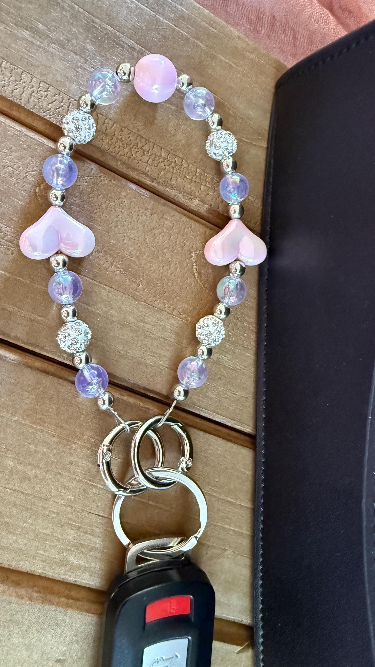 Keyfob Purse Clip | 14 mm Acrylic Beads with Silver Hardware | Convertible Wristlet & Purse Décor