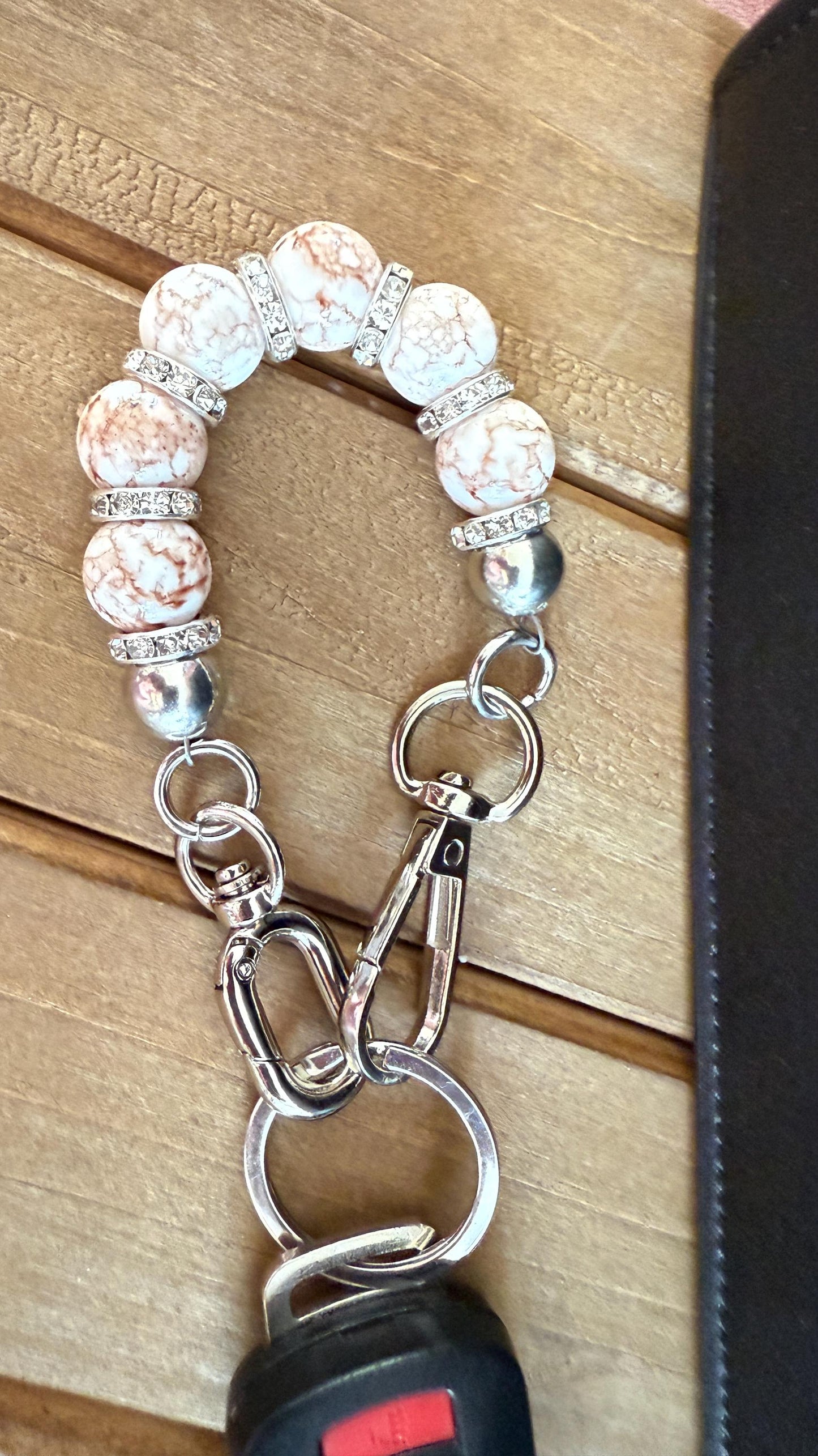 Keyfob Purse Clip | 14 mm Acrylic Beads with Silver Hardware | Convertible Wristlet & Purse Décor