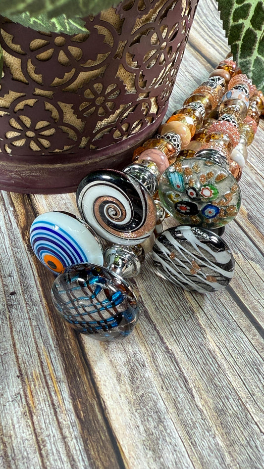 Murano-Style Glass Garden Stake – Millefiori-Inspired Beaded Plant Decor | Sparkling Garden Art | Whimsical Handmade Gift for Gardeners